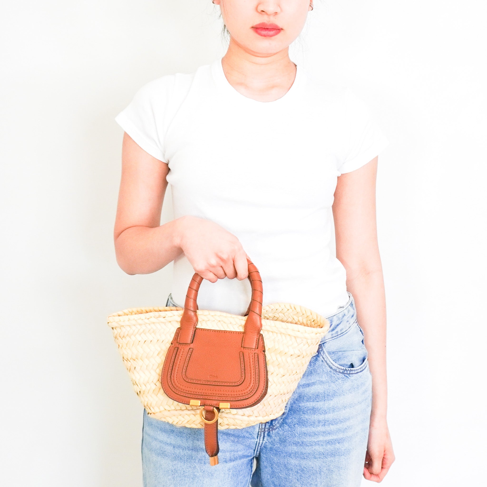 Chloe Marcie Raffia Small Basket Bag | Authentic Preloved