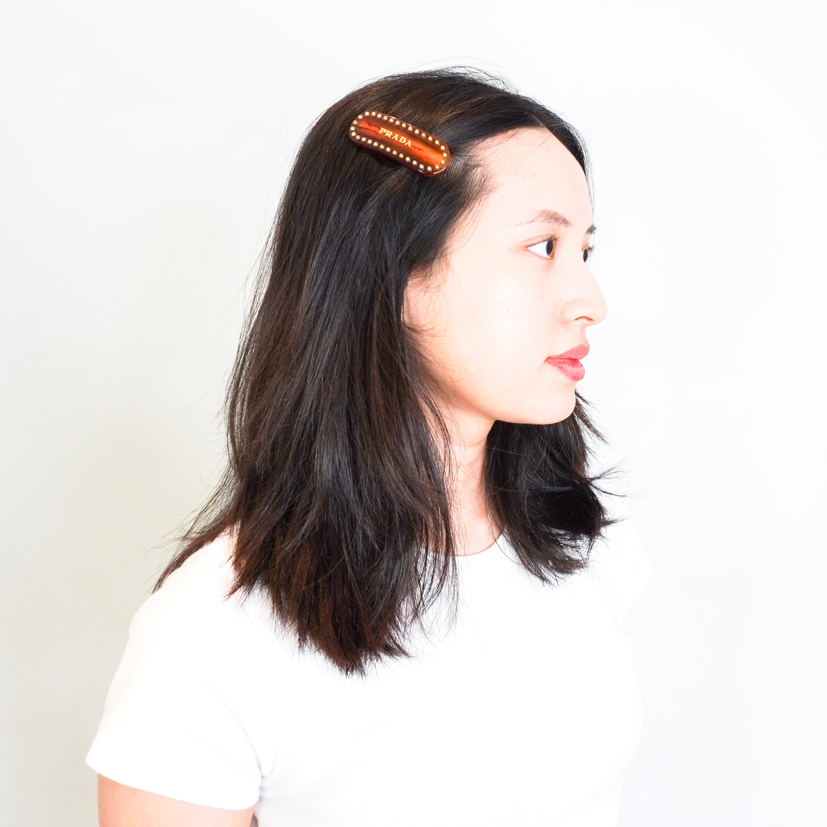 Prada Brown Foxsy Logo Hair Clip RRP £360 | Authentic Preloved