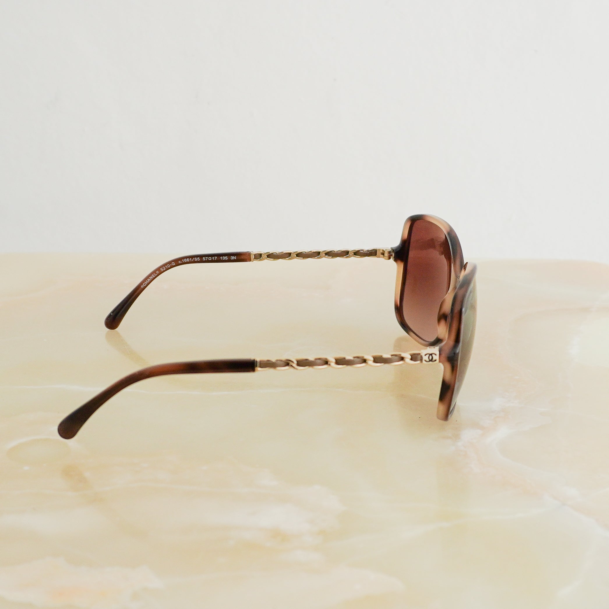 Chanel Brown Gradient Chain Arm Square Sunglasses (RRP £450) | Authentic Preloved FINAL SALE