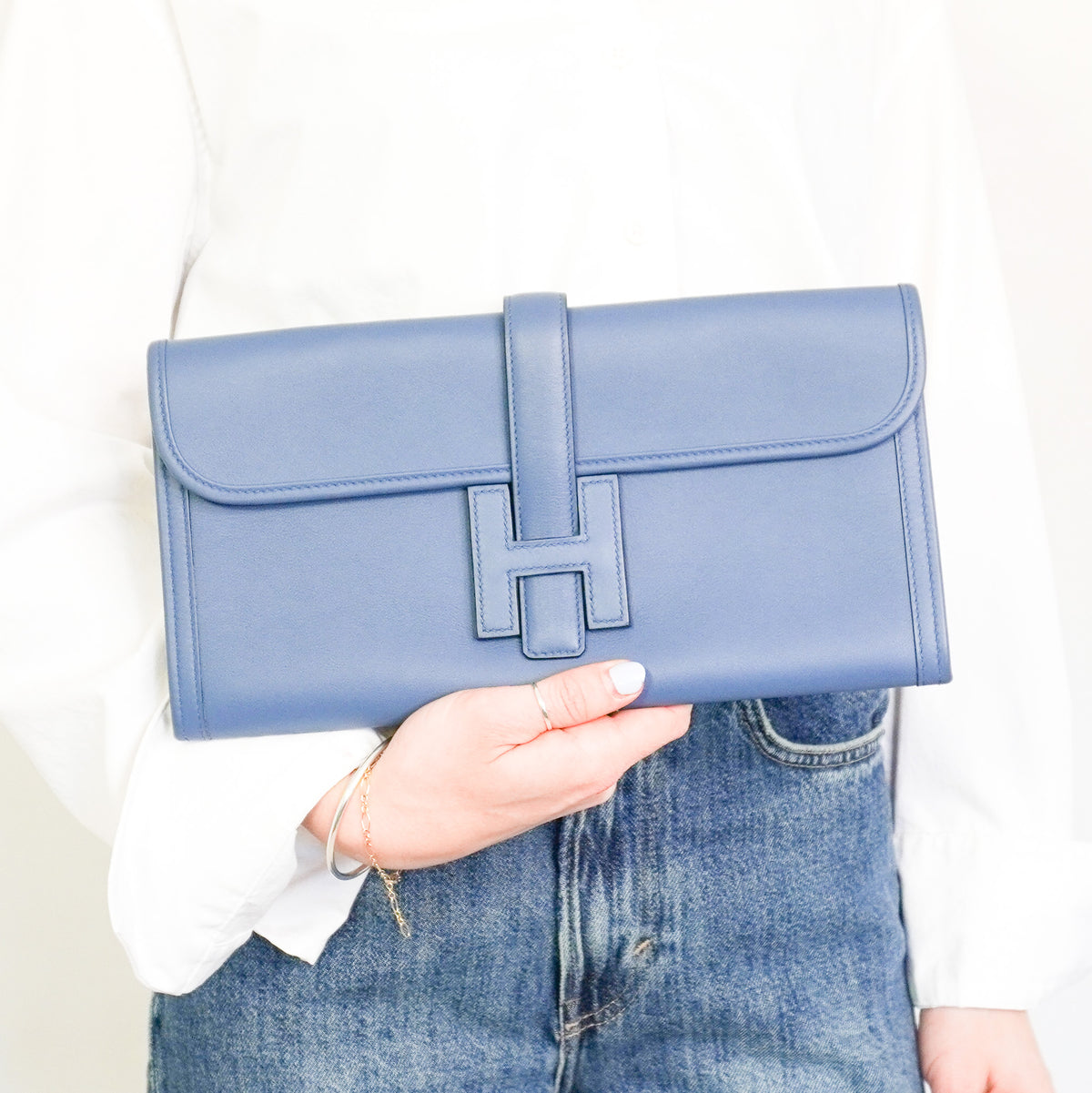 Hermes Jige clutch 29 Blue (RRP 5800) | Authentic Preloved