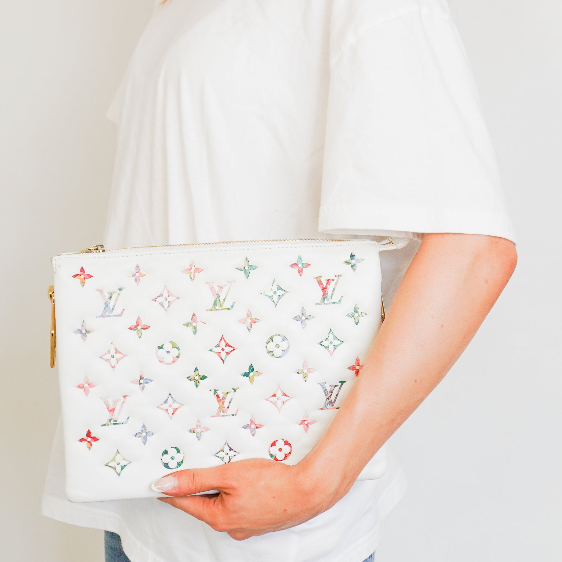 Louis Vuitton Coussin PM Monogram Floral White Leather Bag (RRP £3150) | Authentic Preloved