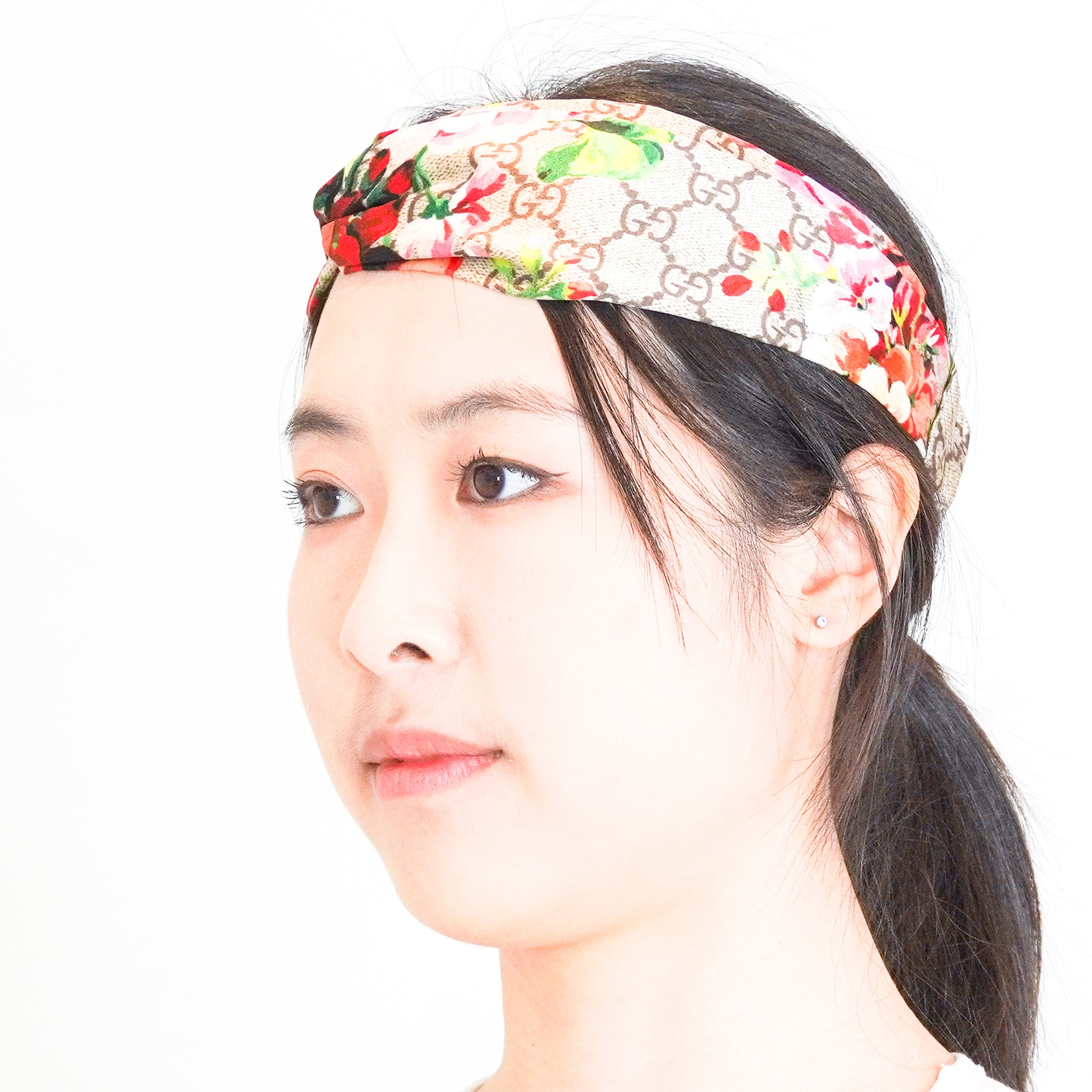 Gucci Floral Monogram Silk Headband RRP £440 | Authentic Preloved FINAL SALE