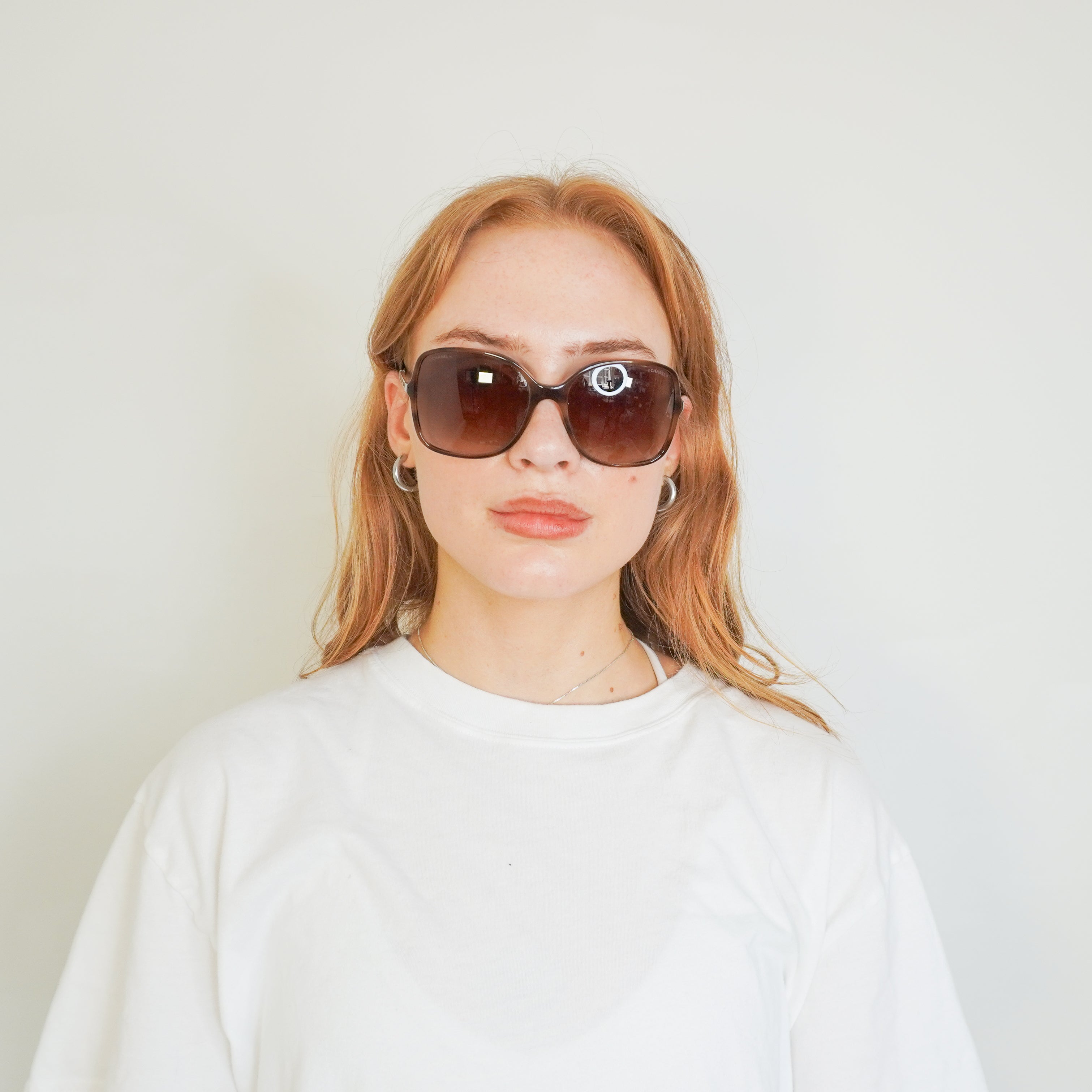 Chanel Brown Gradient Chain Arm Square Sunglasses (RRP £450) | Authentic Preloved FINAL SALE
