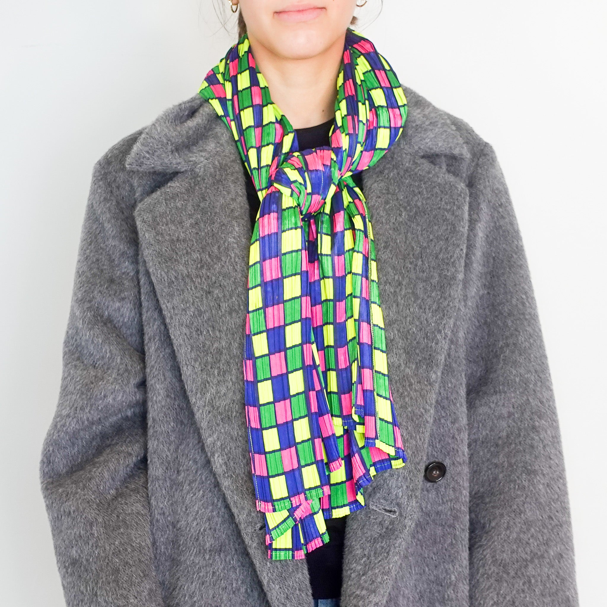 Multi pleated check scarf RRP £125