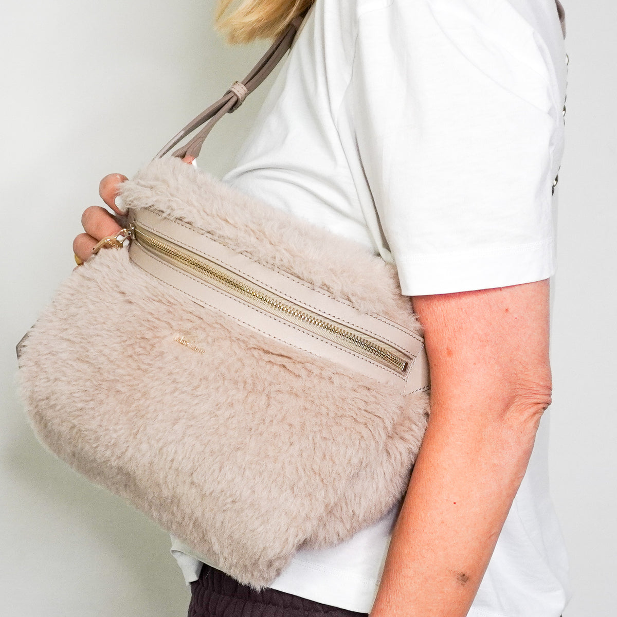 MaxMara Beige Camelux Teddy Fur Crossbody Bag (RRP £720) | Authentic Preloved
