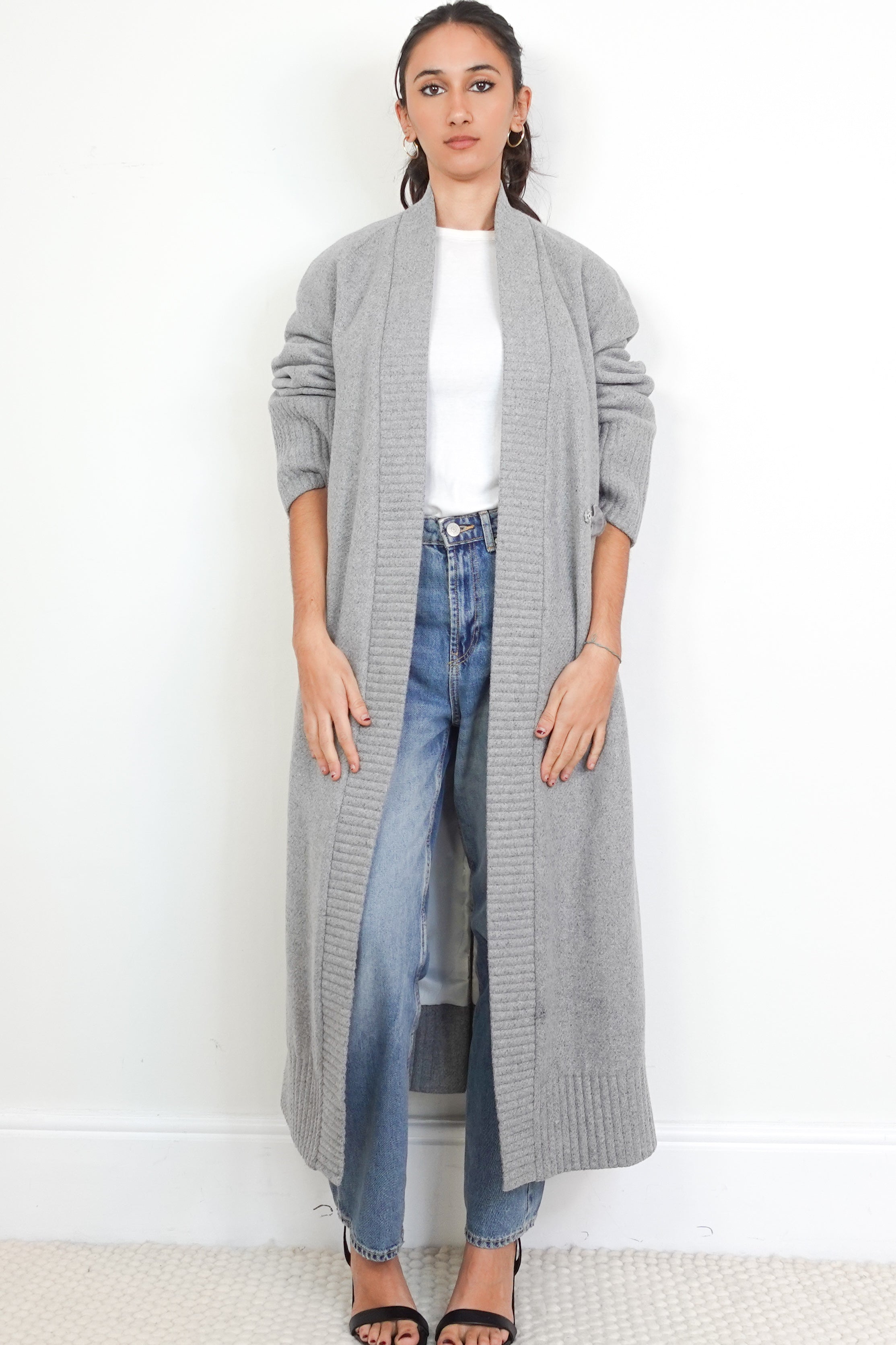 Bevza Light Grey Kimono Long Line Coat RRP £700 | Authentic Preloved