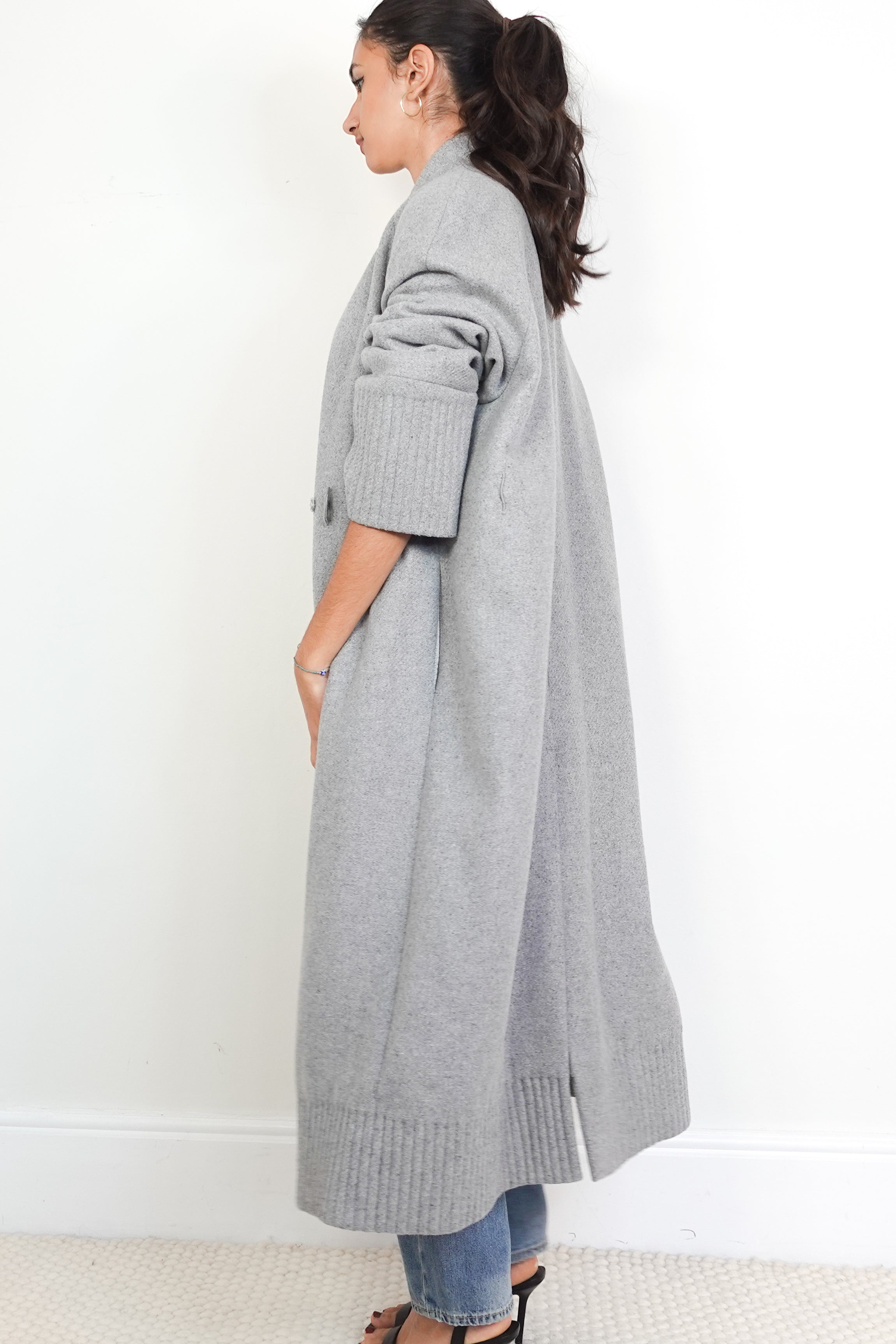 Bevza Light Grey Kimono Long Line Coat RRP £700 | Authentic Preloved