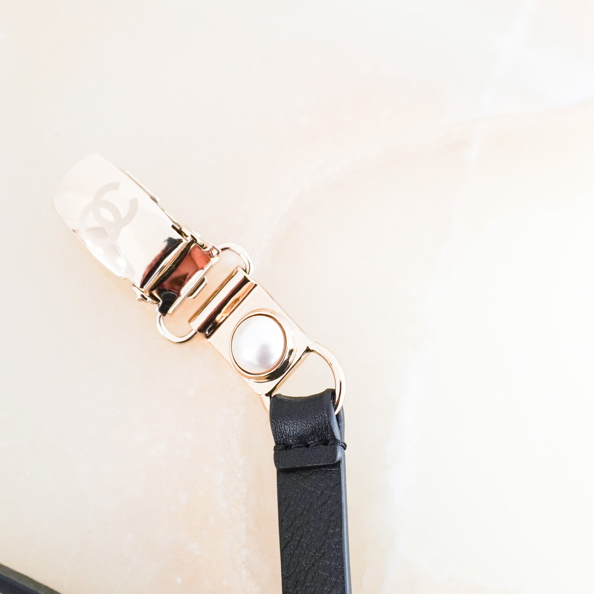 RARE Chanel Coco Mark Calfskin and Faux Pearl Suspenders | FINAL SALE Authentic Preloved - Reloved Again