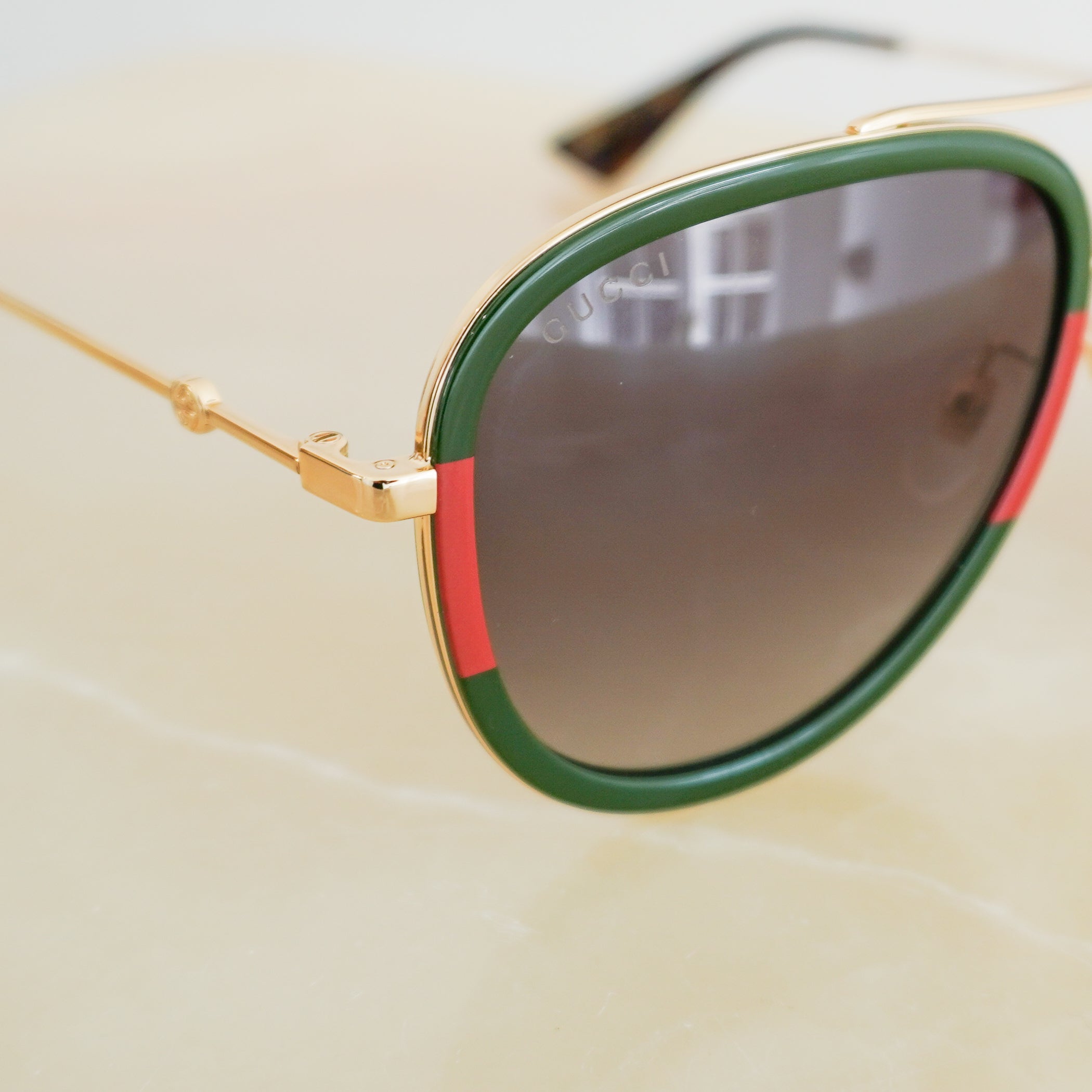 Gucci Green & Gold Aviator Sunglasses (RRP £350) | Authentic Preloved FINAL SALE