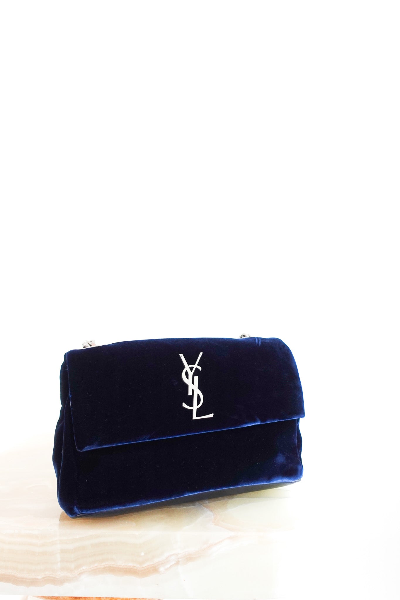 Saint Laurent Navy West Hollywood Fold Over Bag RRP £903 | Authentic Preloved