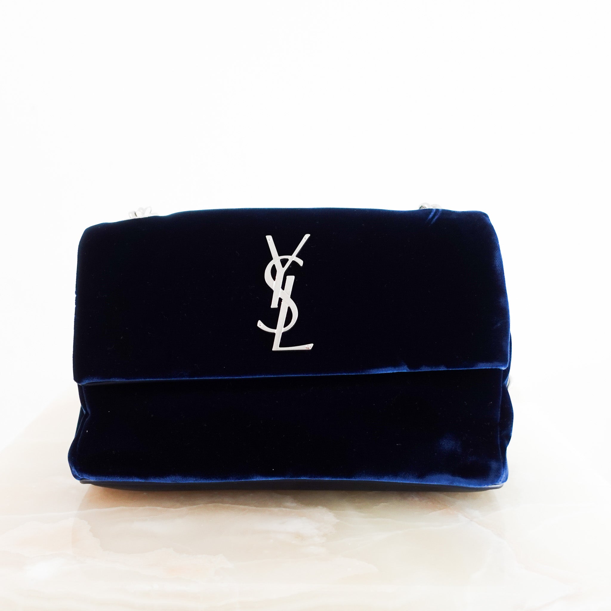 Saint Laurent Navy West Hollywood Fold Over Bag RRP £903 | Authentic Preloved