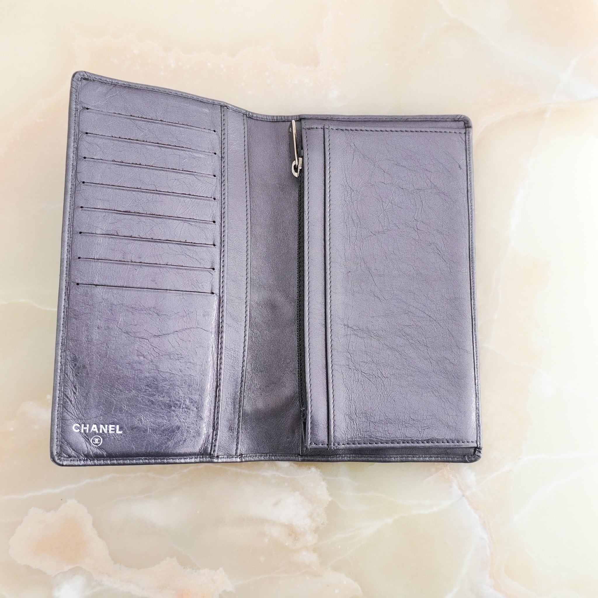 Chanel CC Cambon Long Line Wallet in Grey RRP £1200 | Authentic Preloved