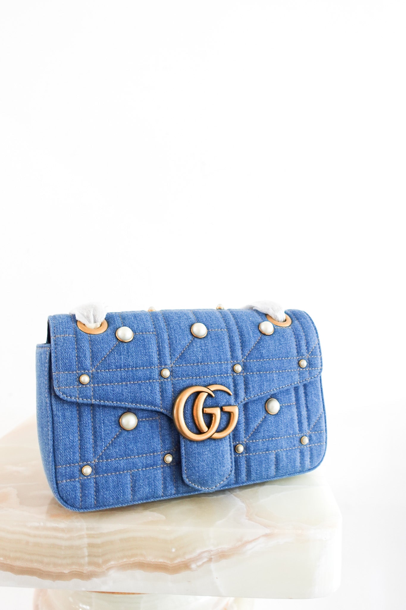 Gucci GG Marmont Blue Denim Shoulder Bag RRP £2000 | Authentic Preloved