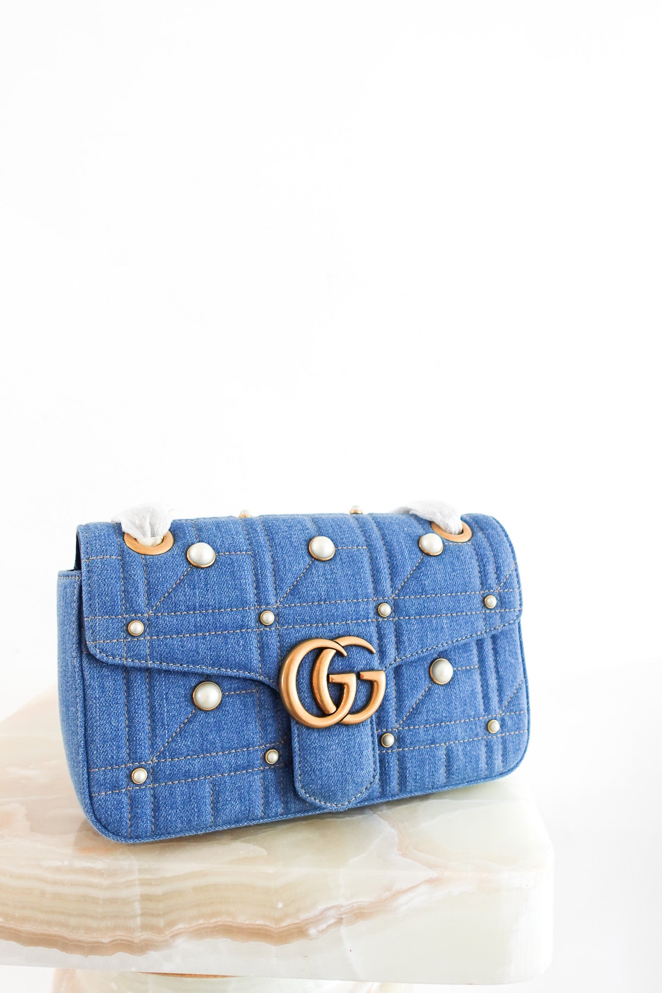 Gucci GG Marmont Blue Denim Shoulder Bag RRP £2000 | Authentic Preloved