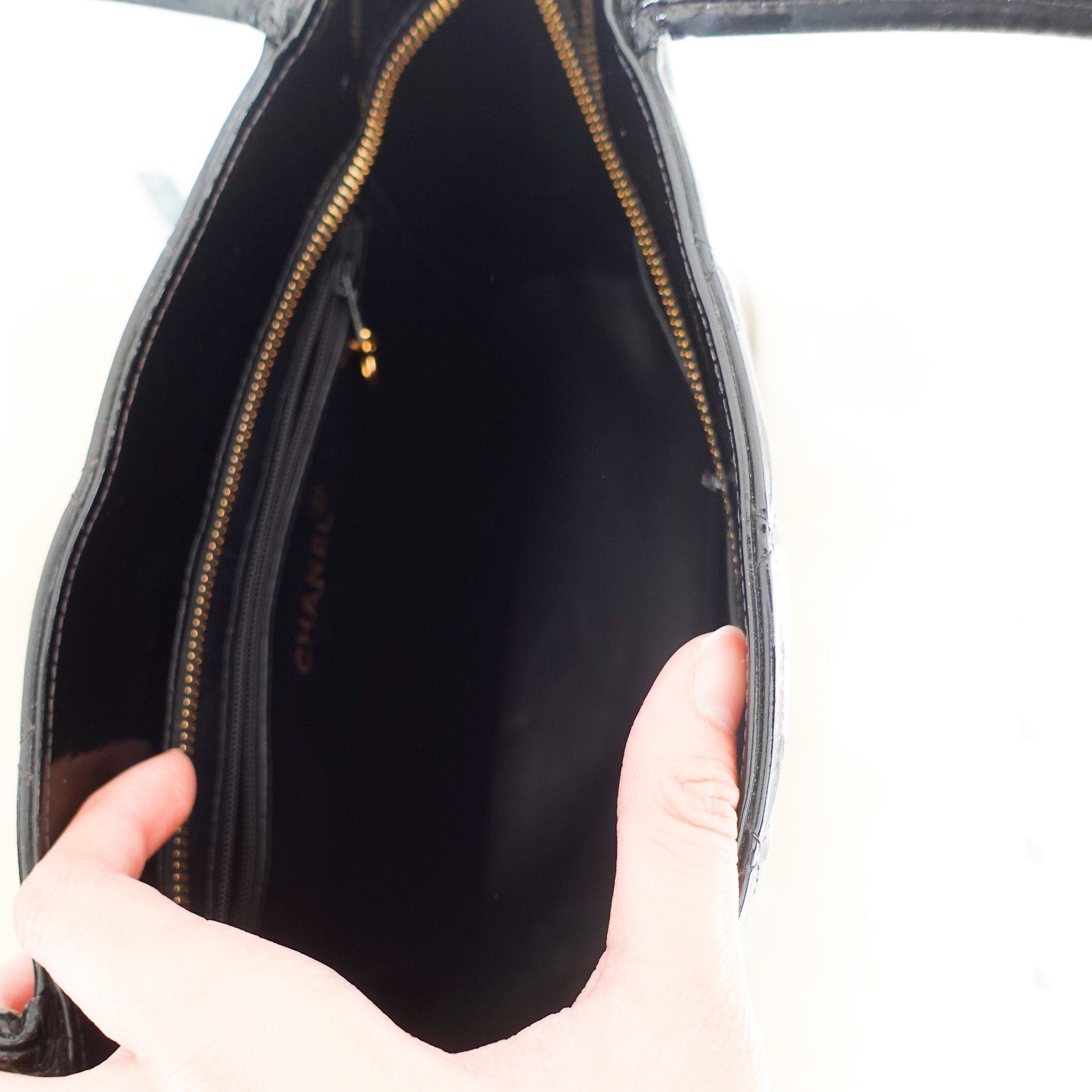 Chanel Vintage CC Black Patent Medallion Tote Bag RRP £3705 | Authentic Preloved - Reloved Again