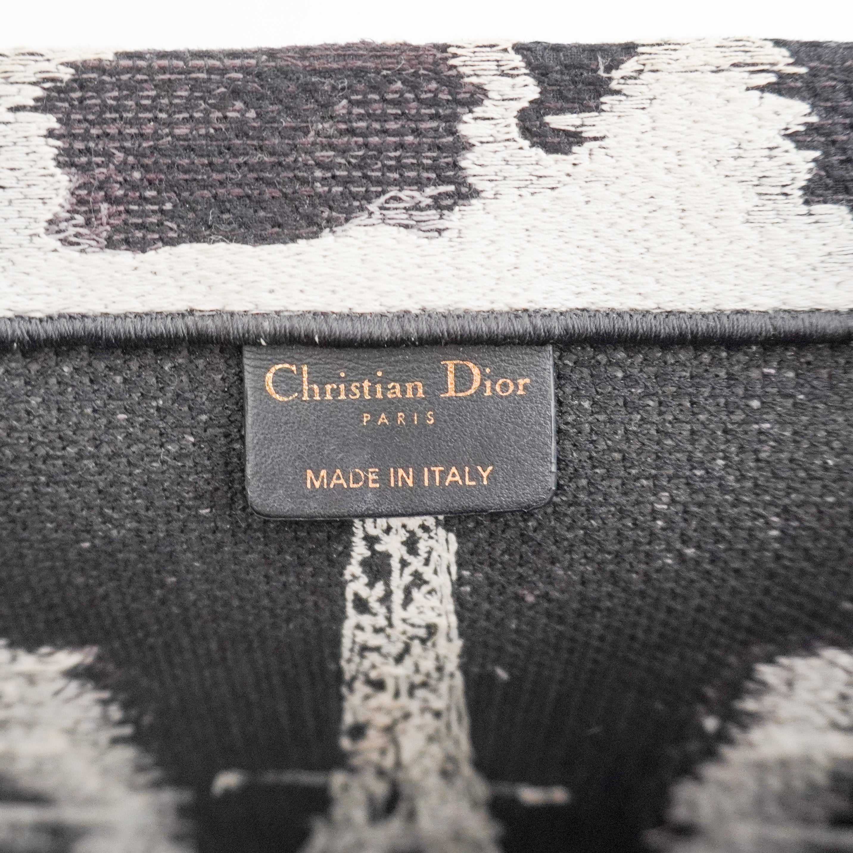 Dior Paris Medium Book Tote in Black & White Embroidery (RRP £2500) | Authentic Preloved