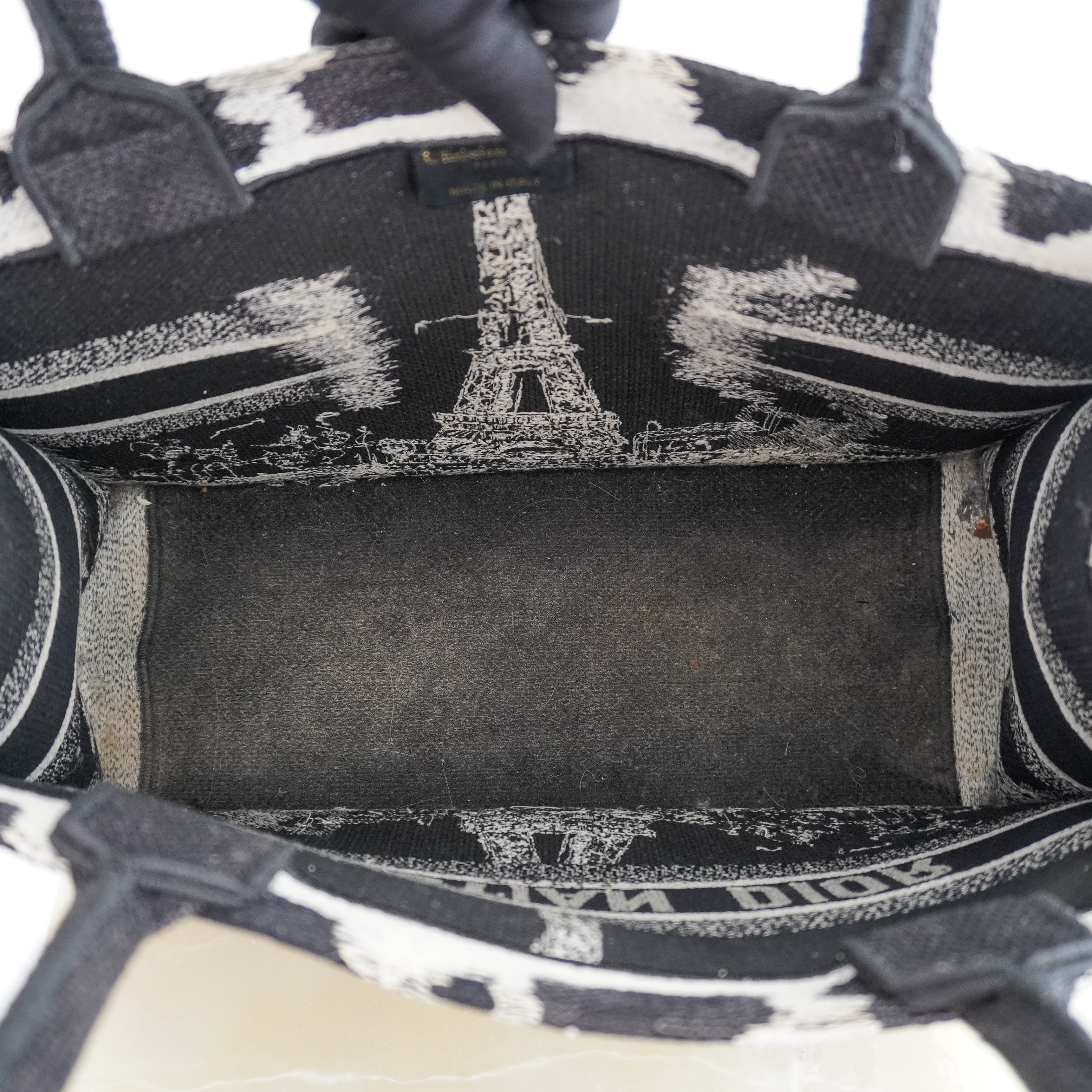 Dior Paris Medium Book Tote in Black & White Embroidery (RRP £2500) | Authentic Preloved