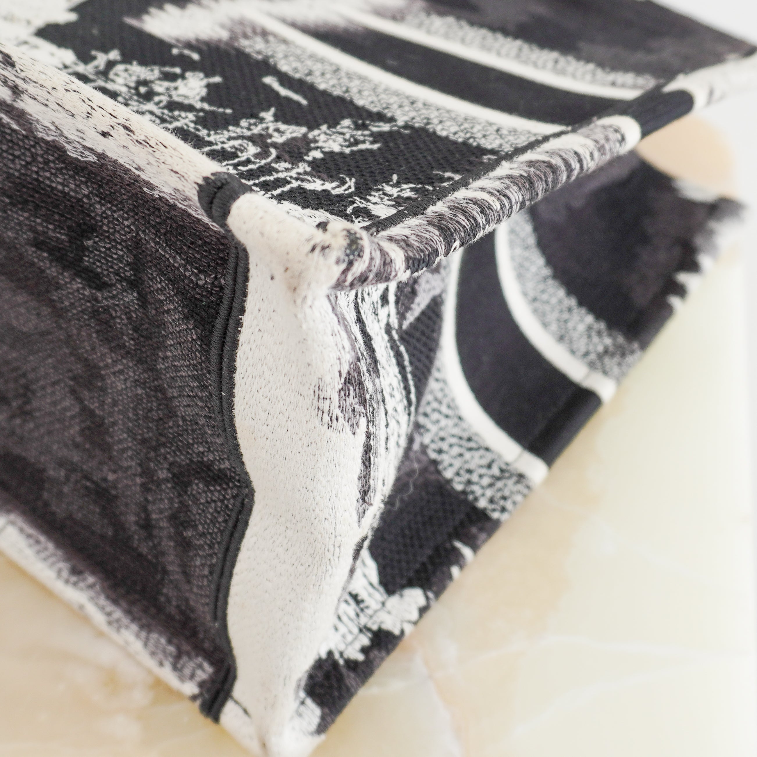 Dior Paris Medium Book Tote in Black & White Embroidery (RRP £2500) | Authentic Preloved