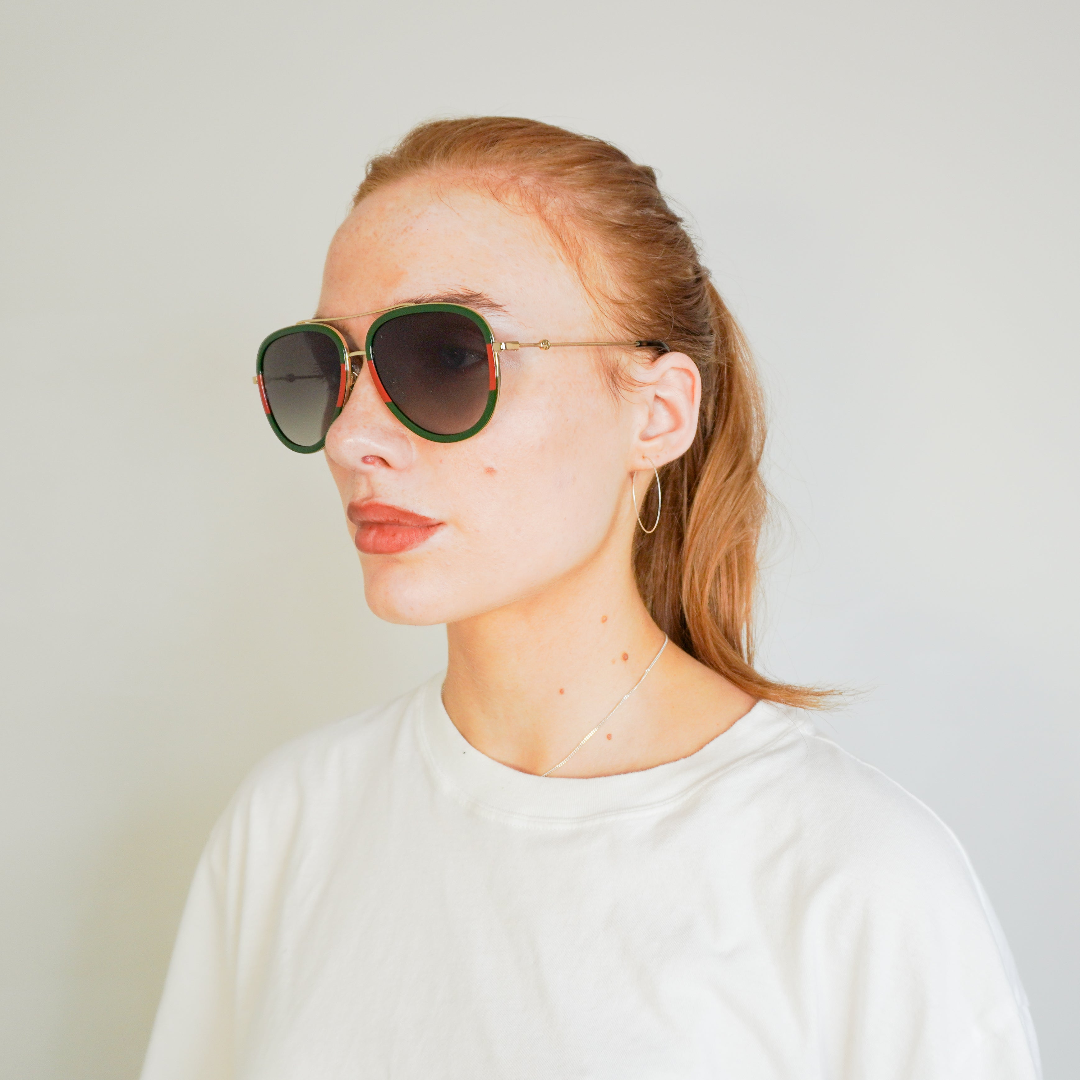 Gucci Green & Gold Aviator Sunglasses (RRP £350) | Authentic Preloved FINAL SALE