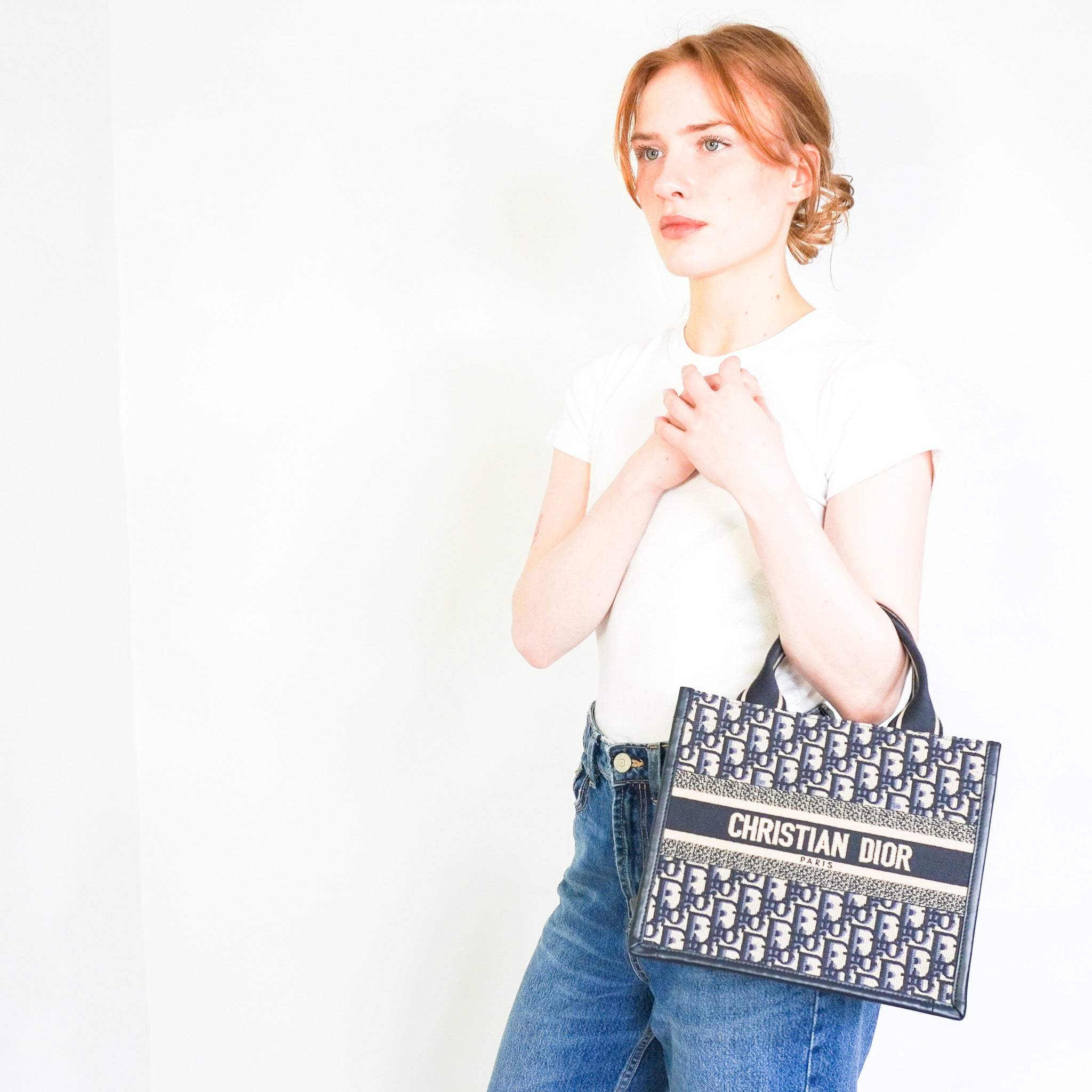 Dior Oblique Small Book Tote in Navy RRP £2400 | Authentic Preloved