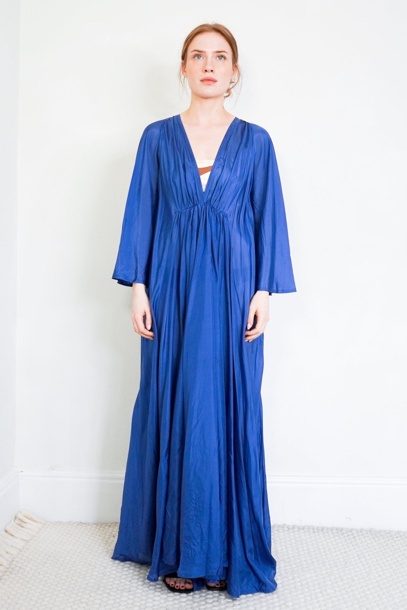 Kalita Blue V - Neck Silk Maxi Dress RRP £800 | Authentic Preloved - Reloved Again