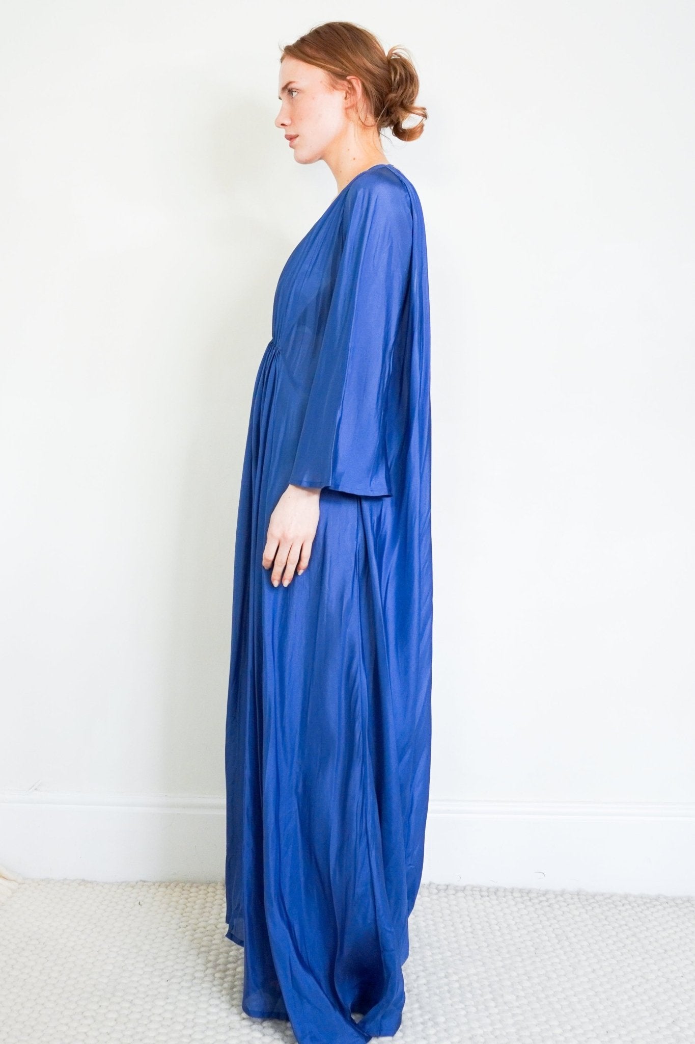 Kalita Blue V - Neck Silk Maxi Dress RRP £800 | Authentic Preloved - Reloved Again