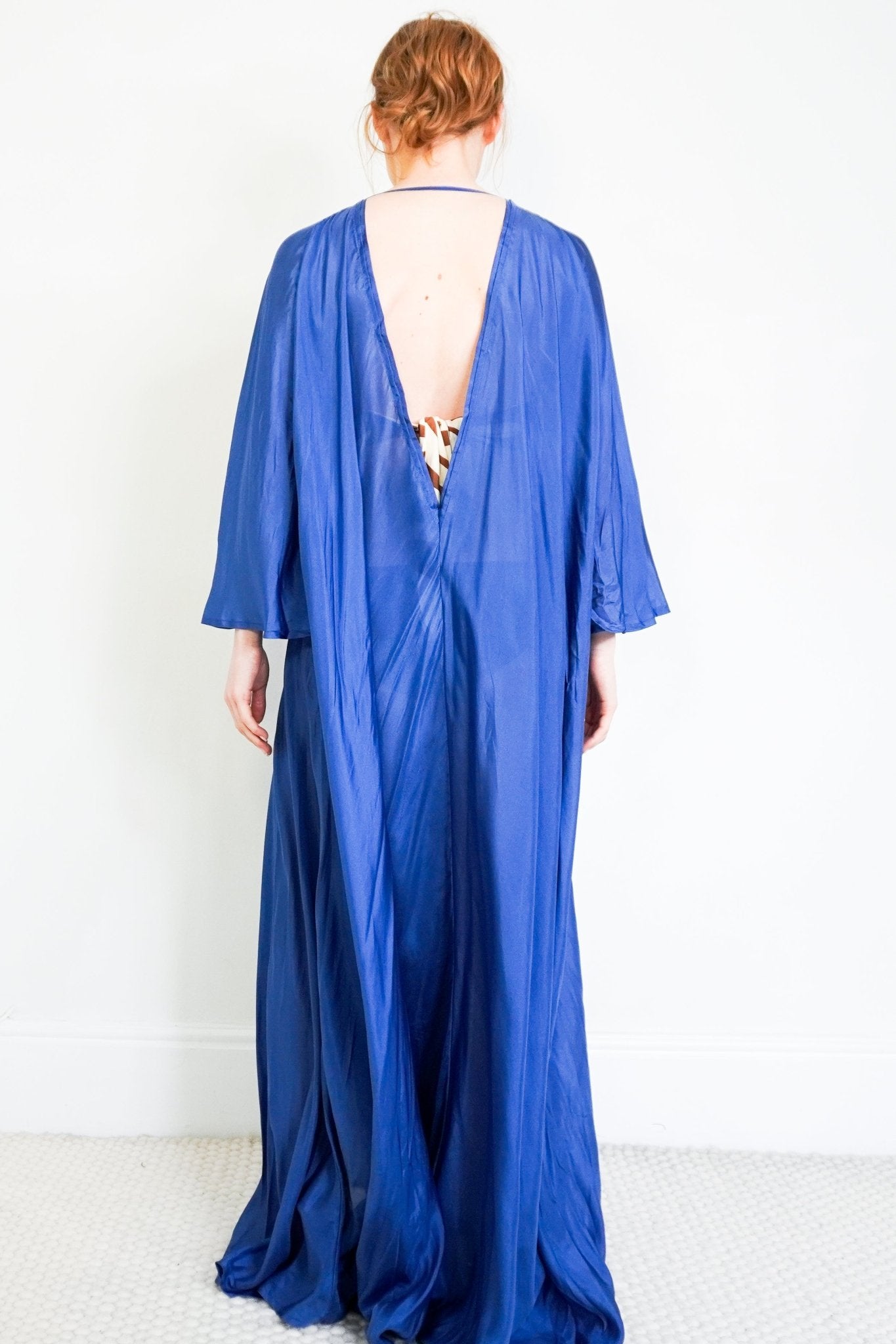 Kalita Blue V - Neck Silk Maxi Dress RRP £800 | Authentic Preloved - Reloved Again