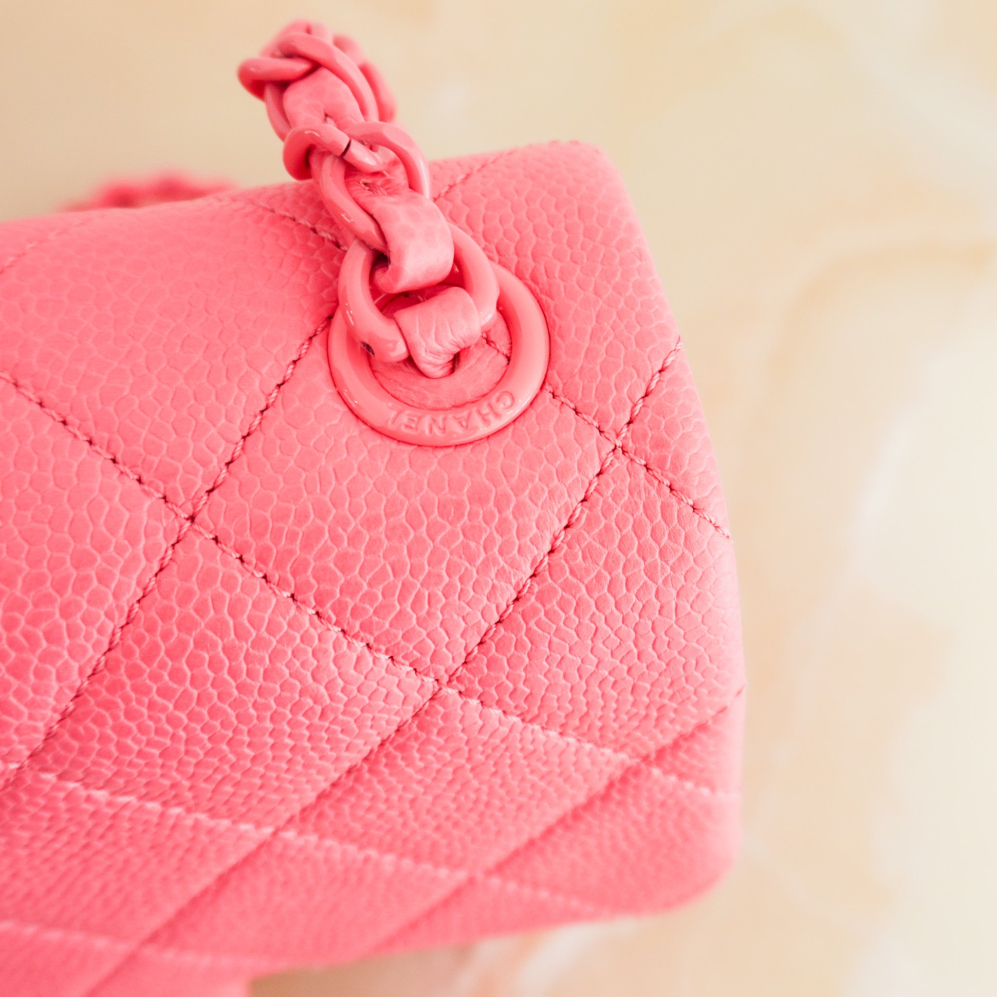 Chanel Caviar Quilted Incognito Mini Square Flap Pink | Authentic Preloved