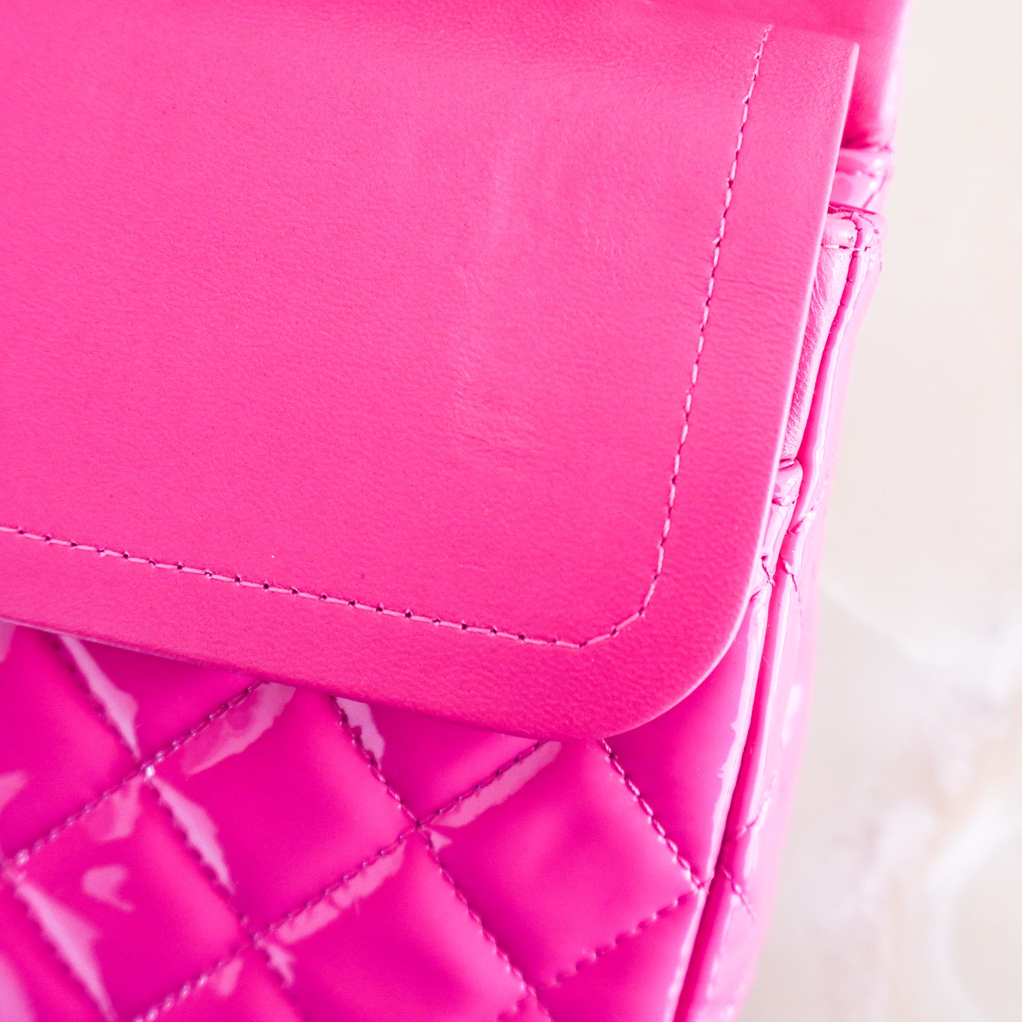 Chanel Classic 11:12 Medium Patent Double Flap Handbag in Pink RRP £8850 | Authentic Preloved - Reloved Again