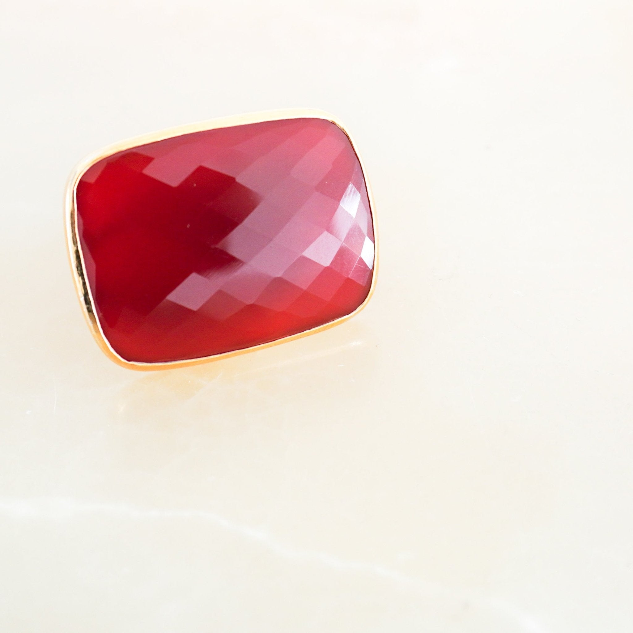 Monica Vinader Red Square Ring in Gold RRP £175 | Authentic Preloved FINAL SALE - Reloved Again