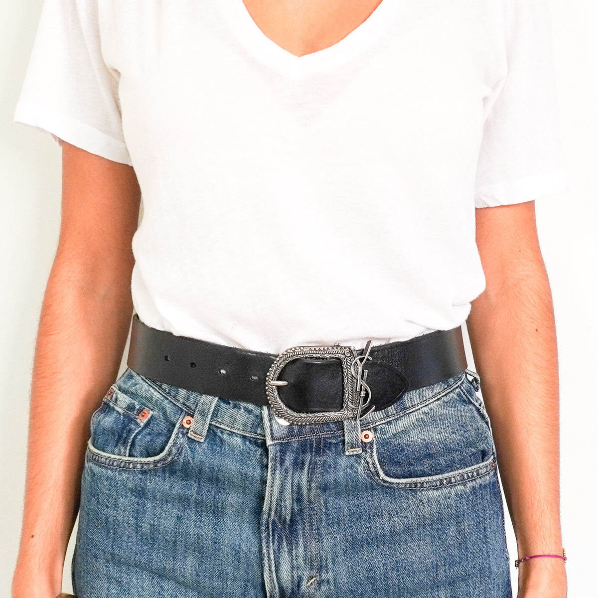 YSL Western Silver Toned Buckle Belt 65 (RRP £450) | FINAL SALE