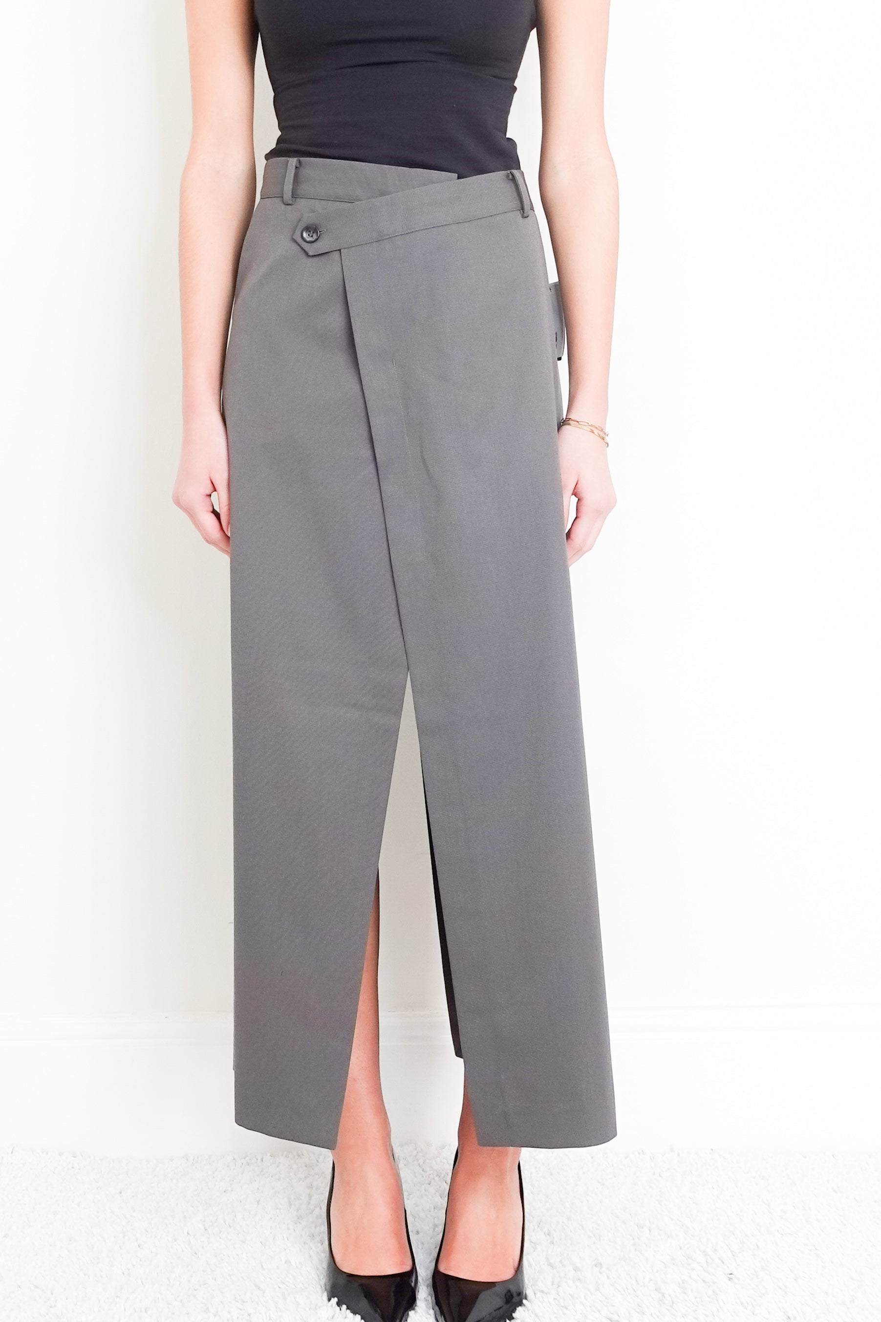 Grey midi slit skirt RRP £450