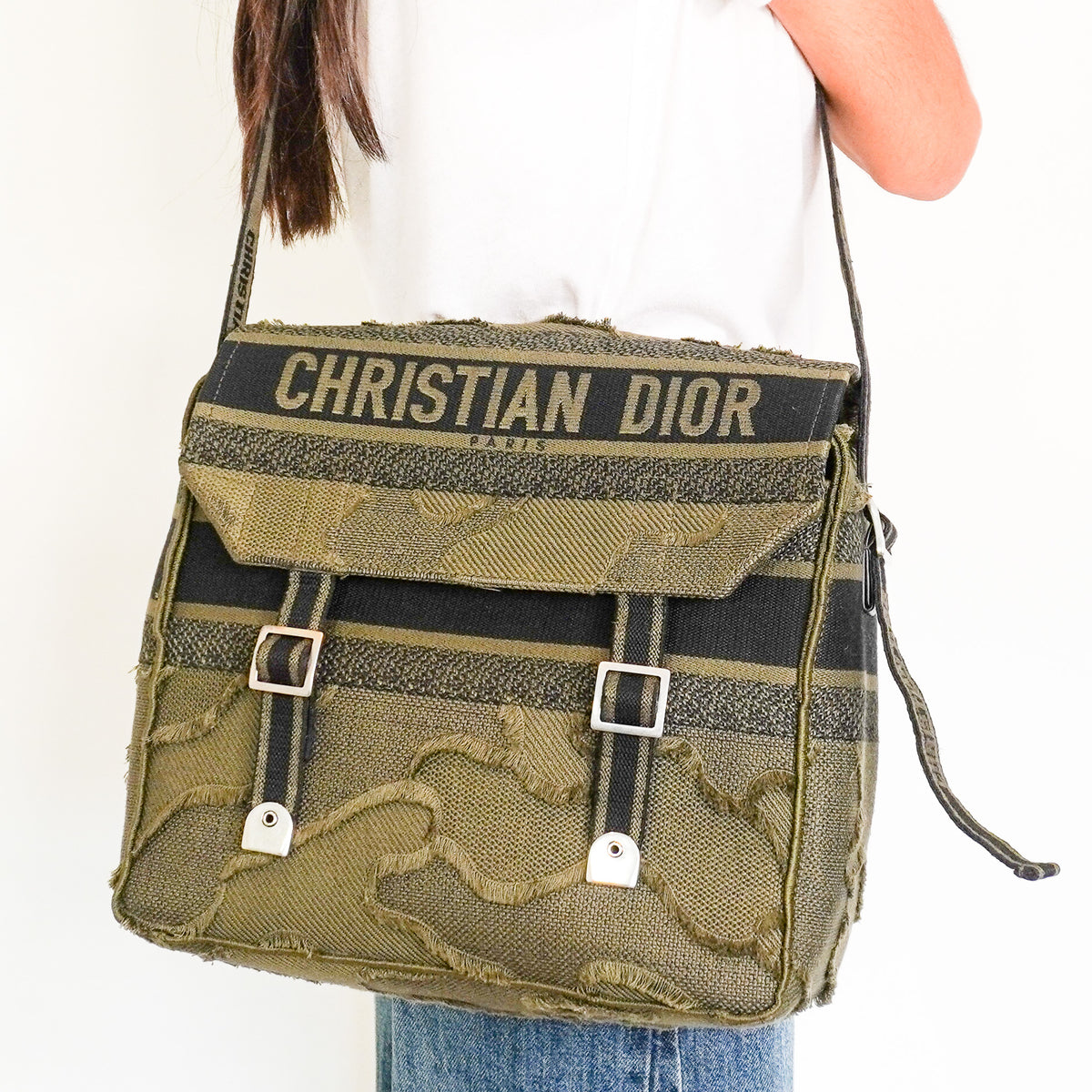 Christian Dior Diorcamp Messenger Bag Green Camouflage Canvas (RRP £2900) | Authentic Preloved