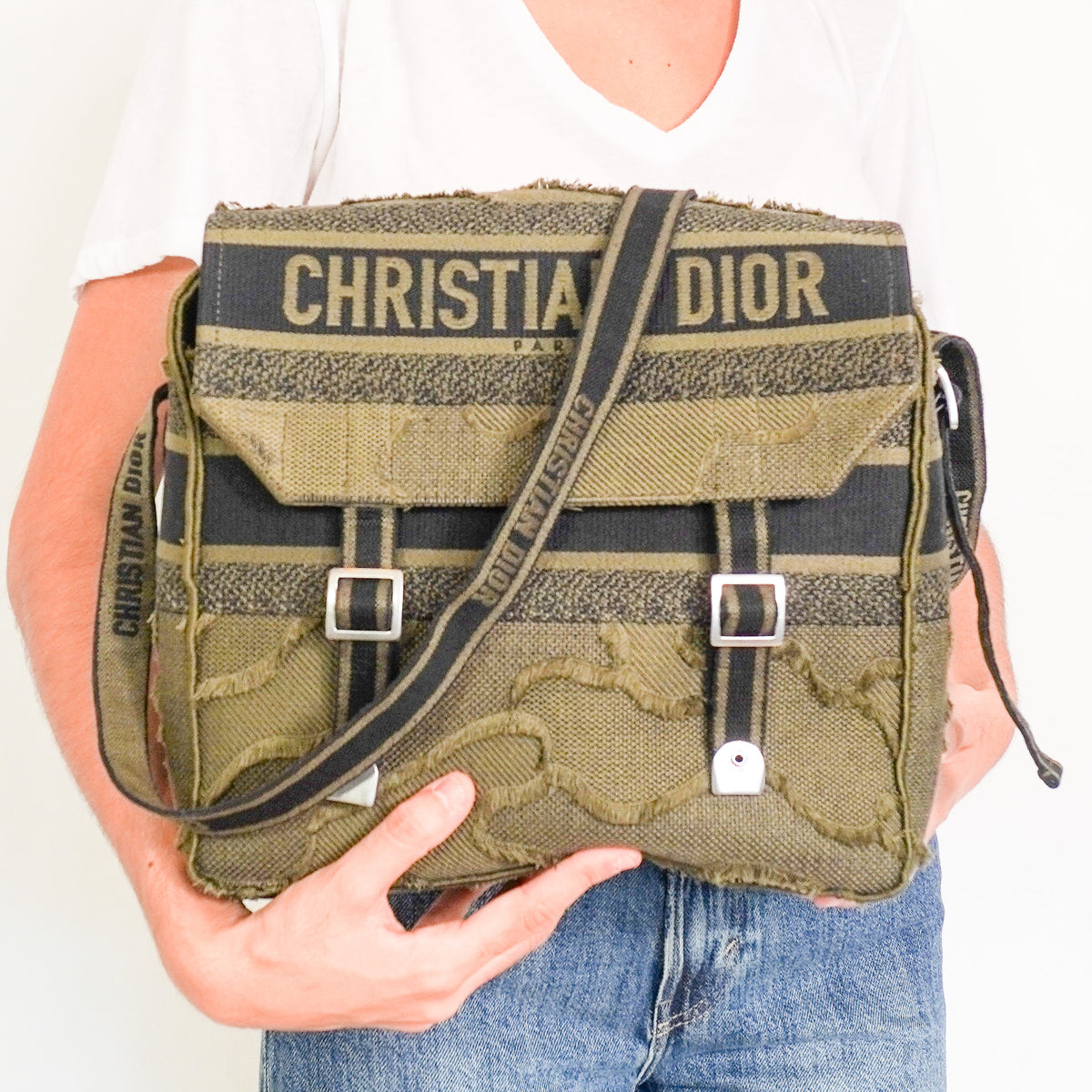 Christian Dior Diorcamp Messenger Bag Green Camouflage Canvas (RRP £2900) | Authentic Preloved