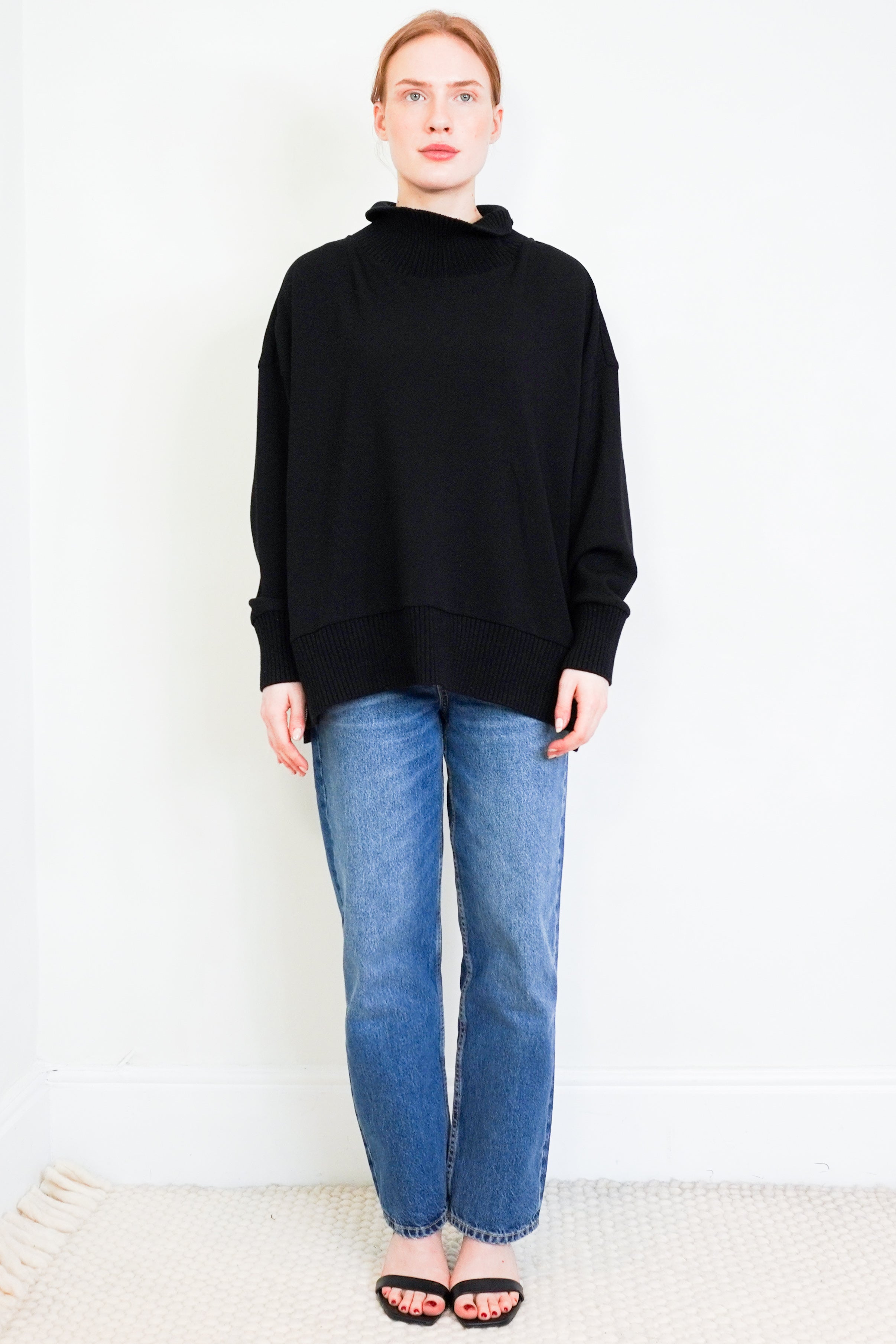 NEW Varley Black Barker High Neck Sweater RRP £134 | Authentic Preloved