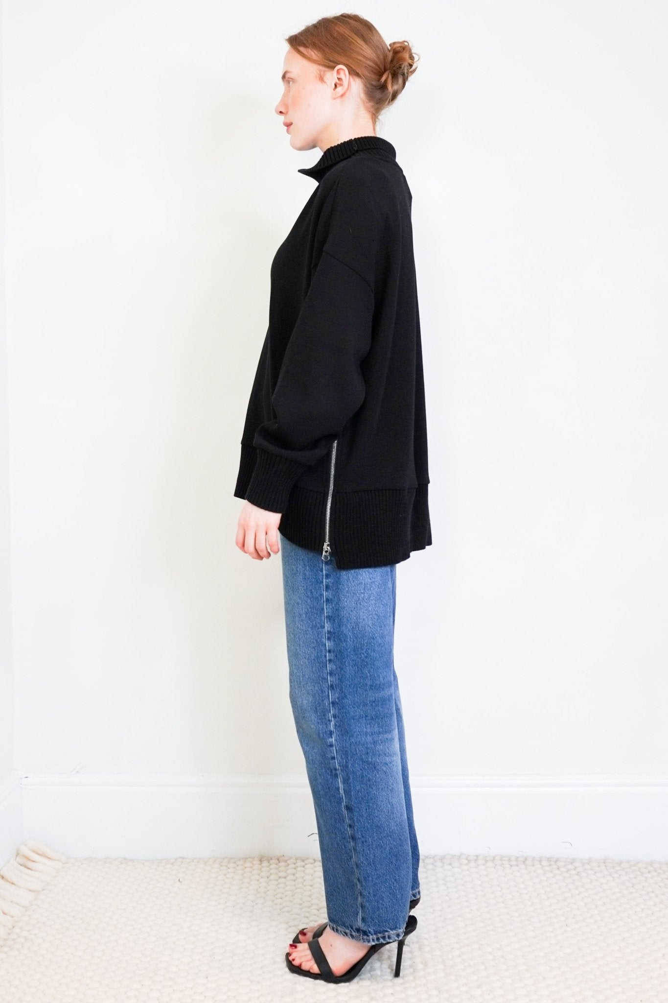 NEW Varley Black Barker High Neck Sweater RRP £134 | Authentic Preloved - Reloved Again