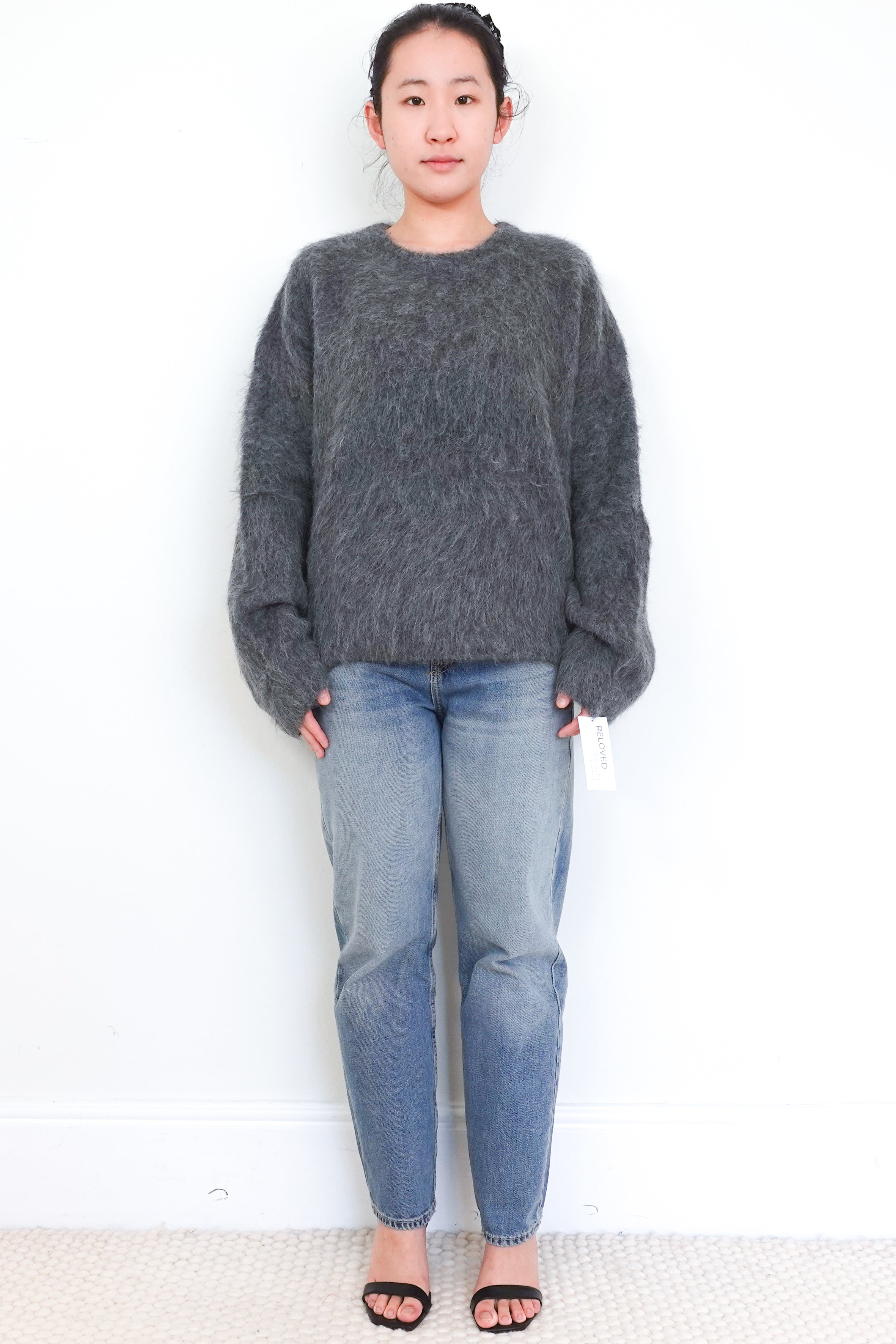 CURRENT SEASON Toteme Grey Boxy Crewneck Alpaca Jumper RRP £510 | Authentic Preloved