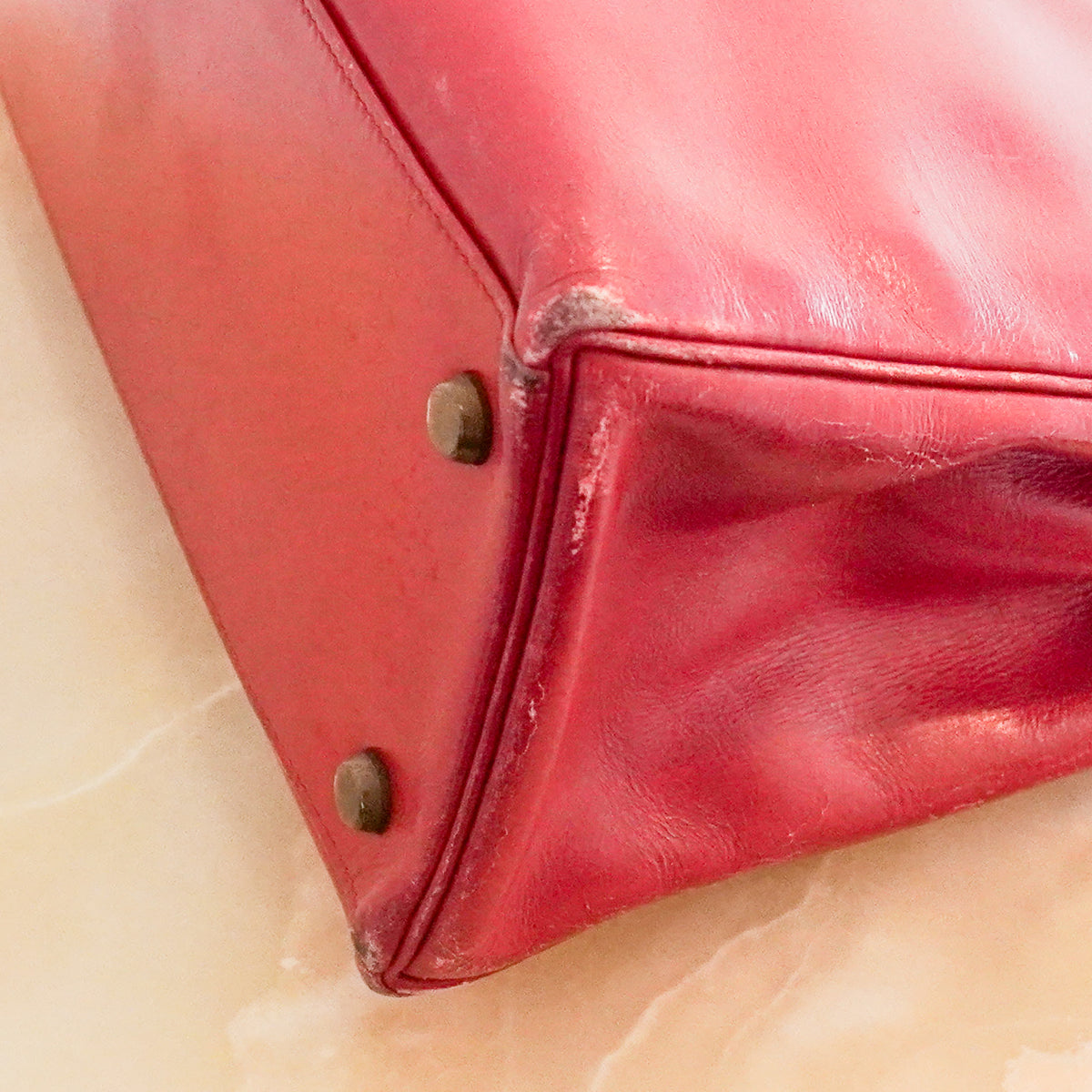 Hermes Kelly 28 Box Leather Rouge 1982 (RRP £13,000 ) | Authentic Preloved
