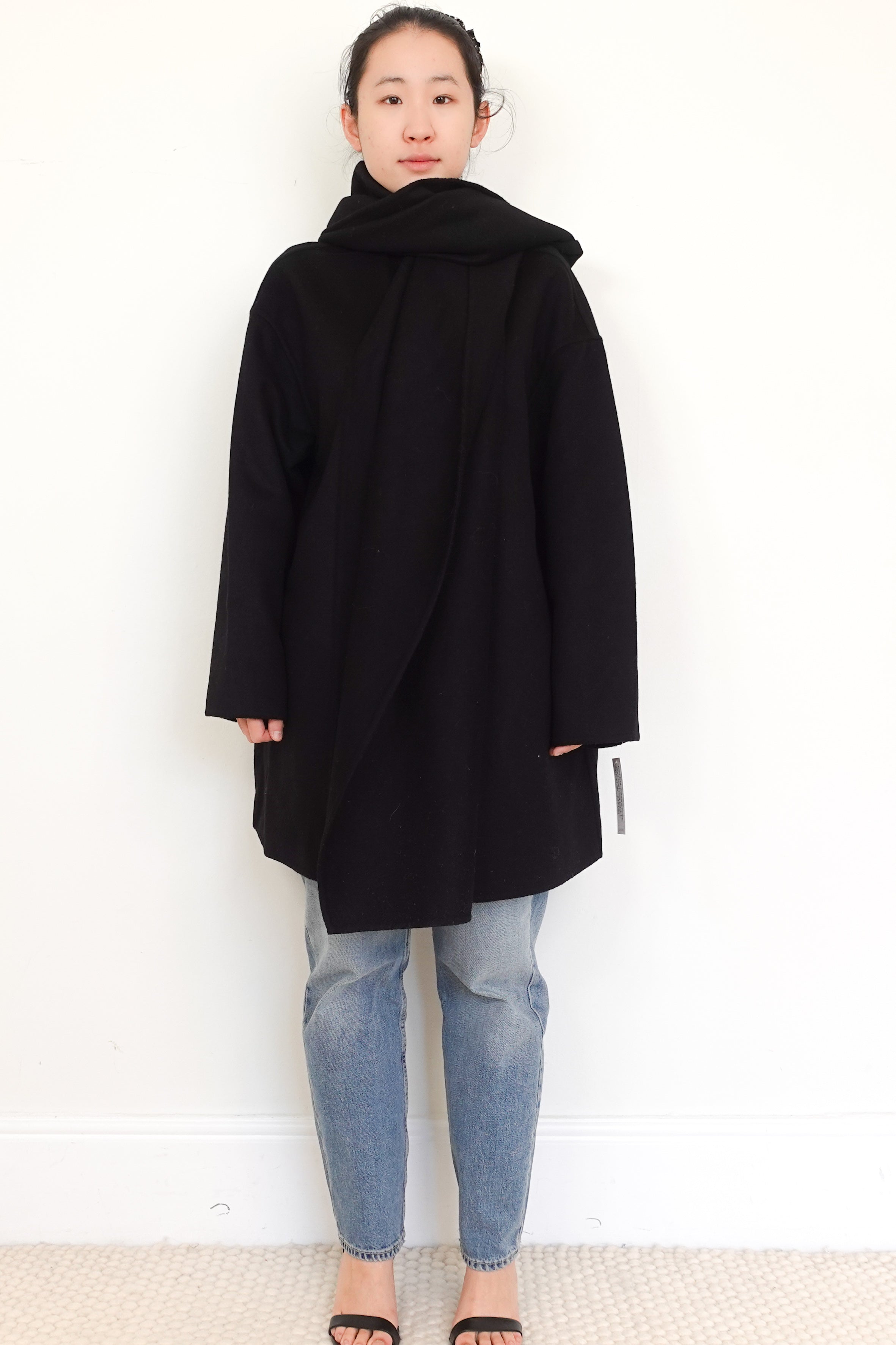 Fabiana Filippi Black Wool Scarf Coat RRP £1.5K | Authentic Preloved