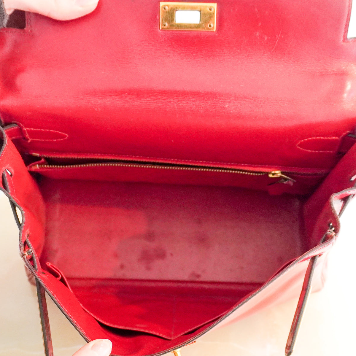 Hermes Kelly 28 Box Leather Rouge 1982 (RRP £13,000 ) | Authentic Preloved