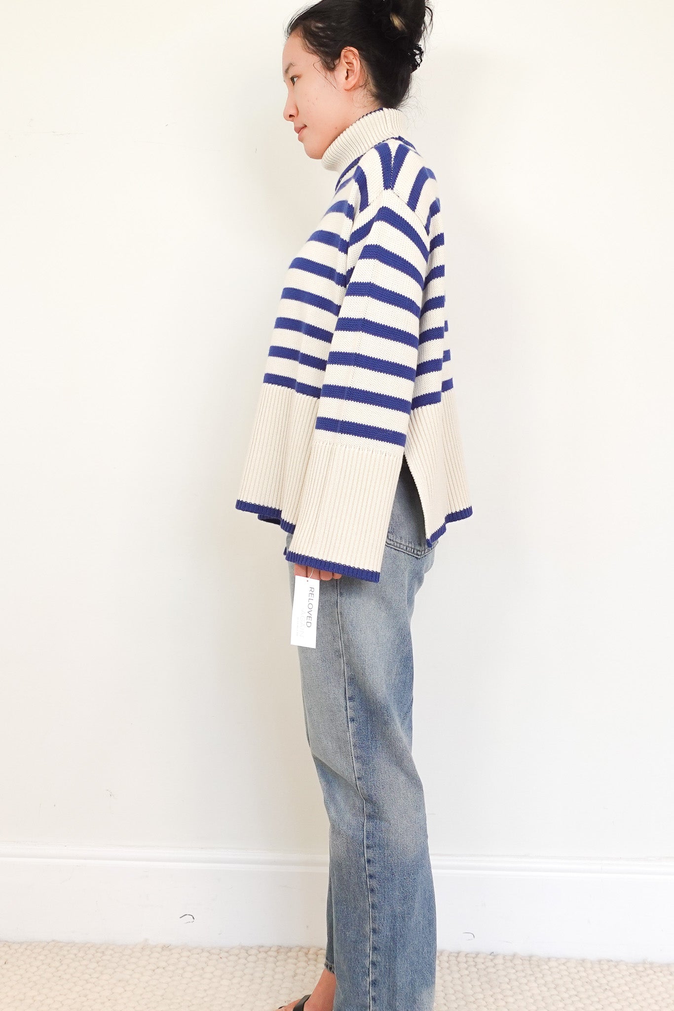Toteme Blue Signature Striped Turtleneck Sweater RRP £450 | Authentic Preloved - Reloved Again