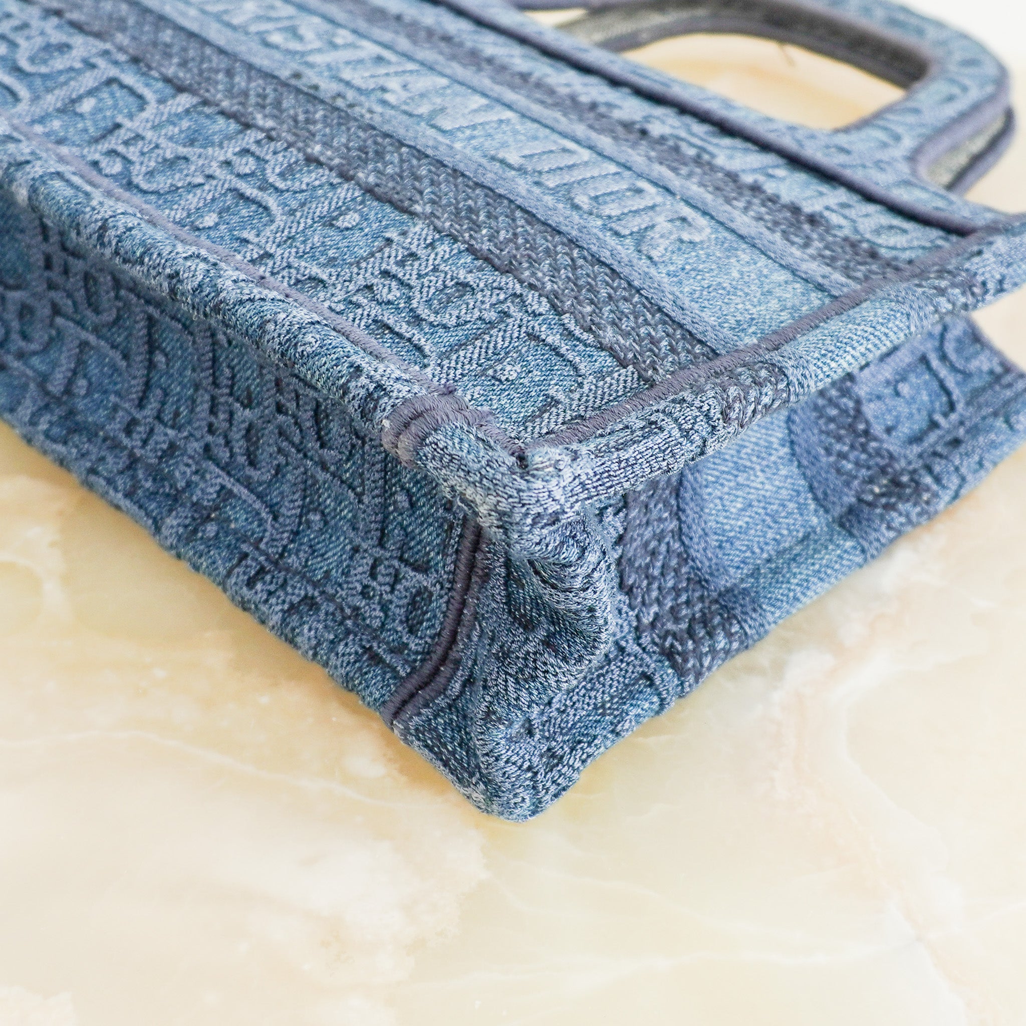 Dior Oblique Embroidered Denim Mini Book Bag (RRP £2000) | Authentic Preloved