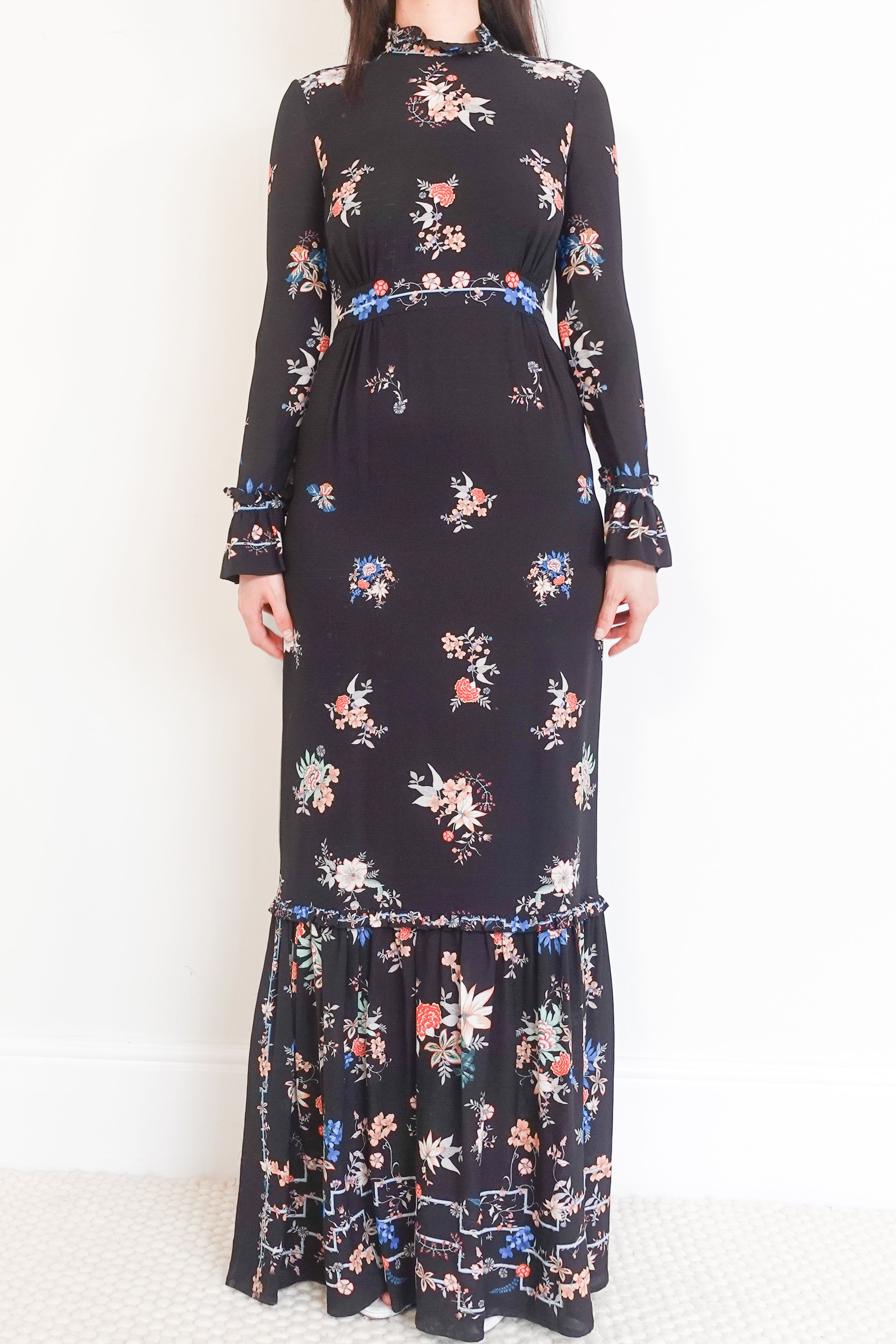 Black floral maxi dress RRP £450