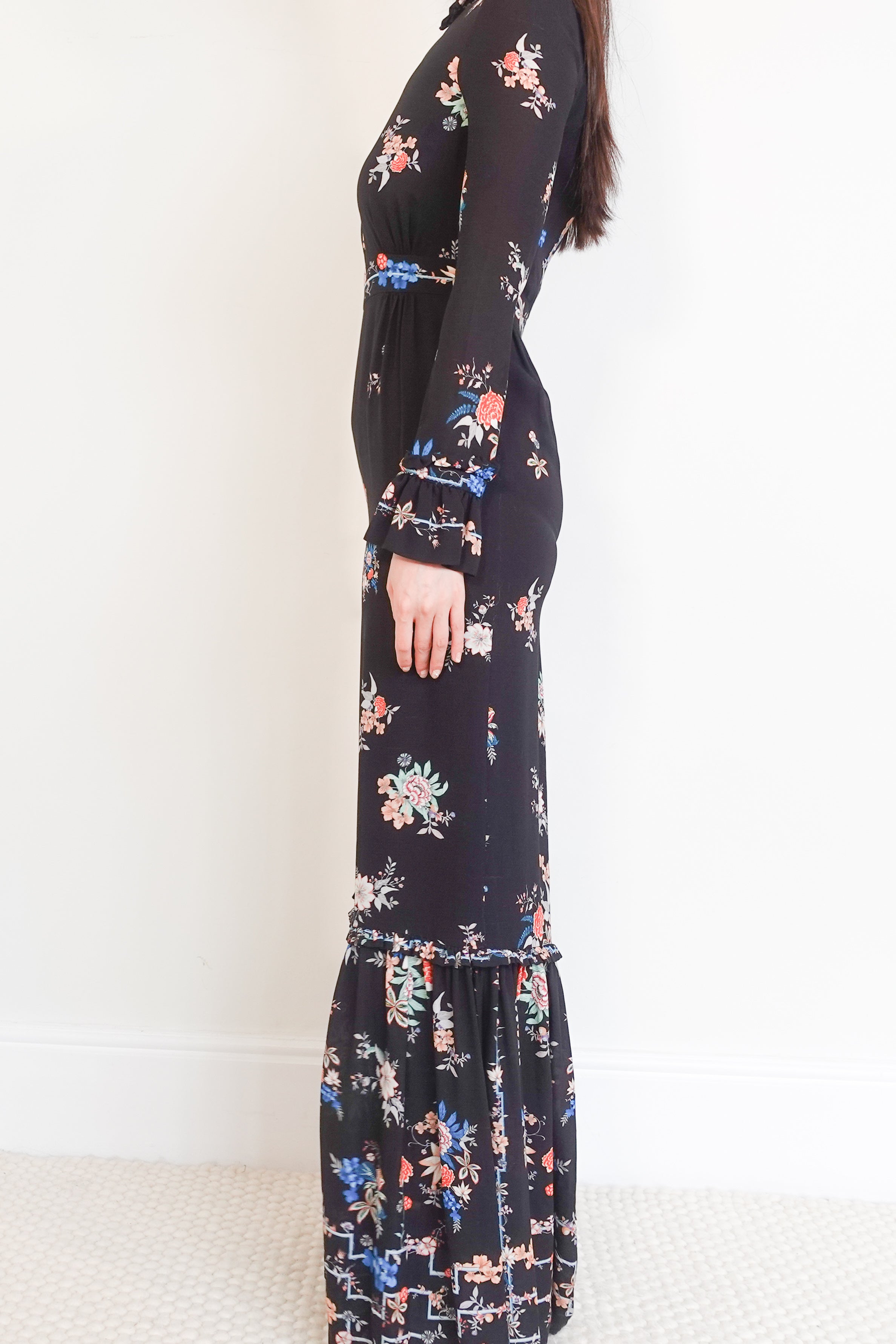 Black floral maxi dress RRP £450