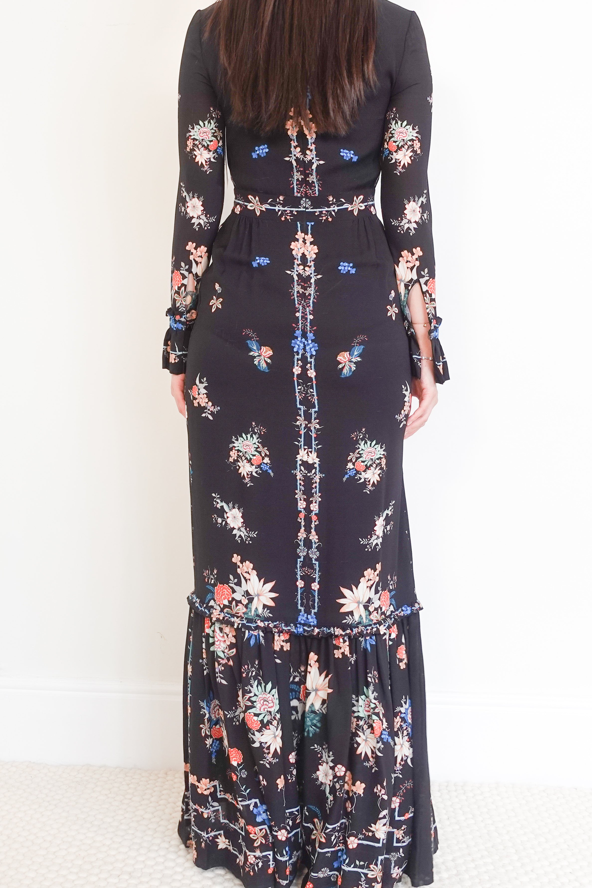 Black floral maxi dress RRP £450