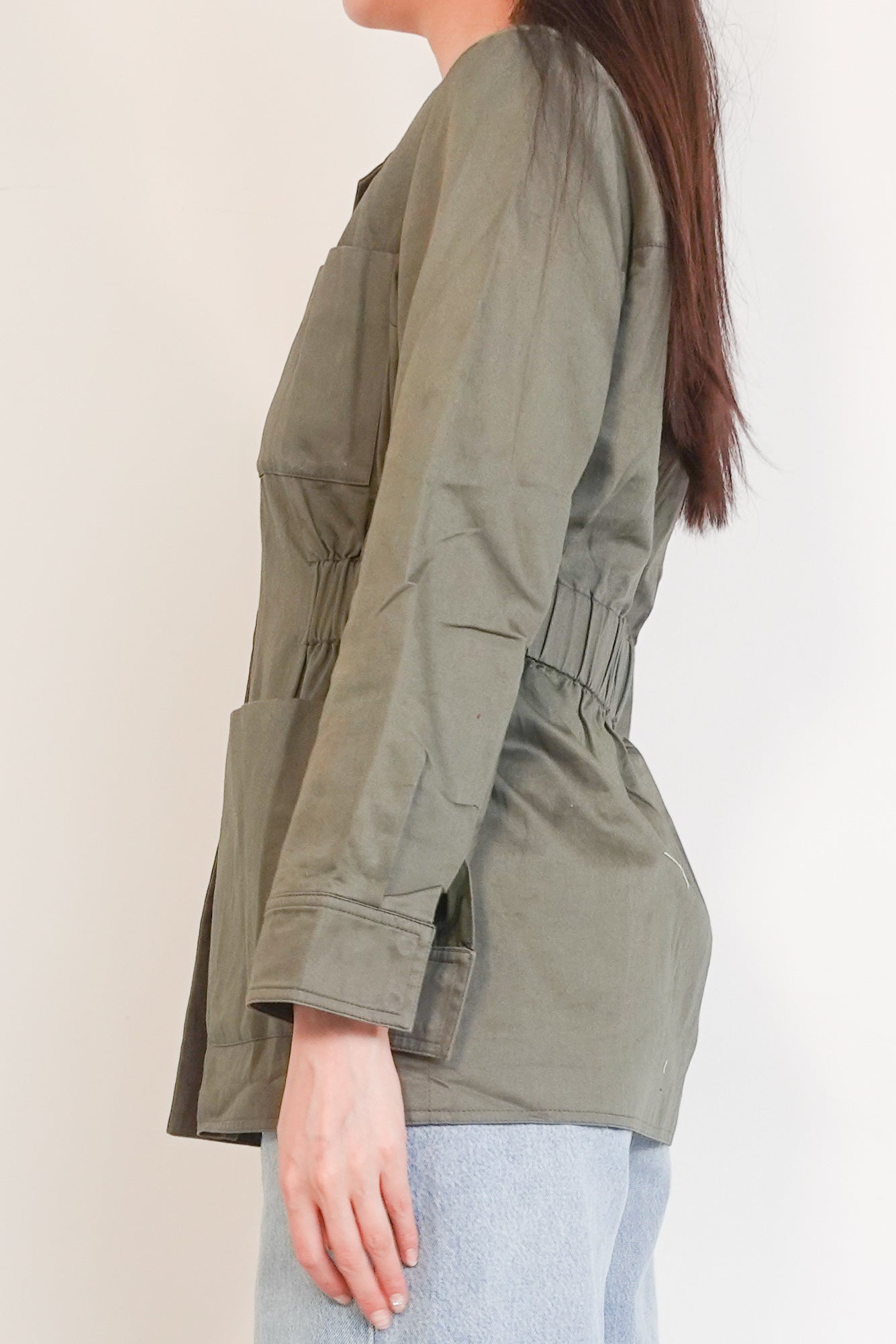 Khaki cotton cargo jacket