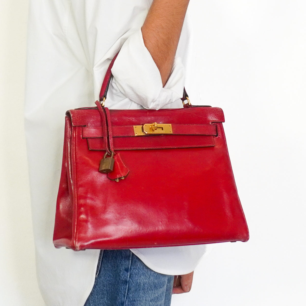Hermes Kelly 28 Box Leather Rouge 1982 (RRP £13,000 ) | Authentic Preloved