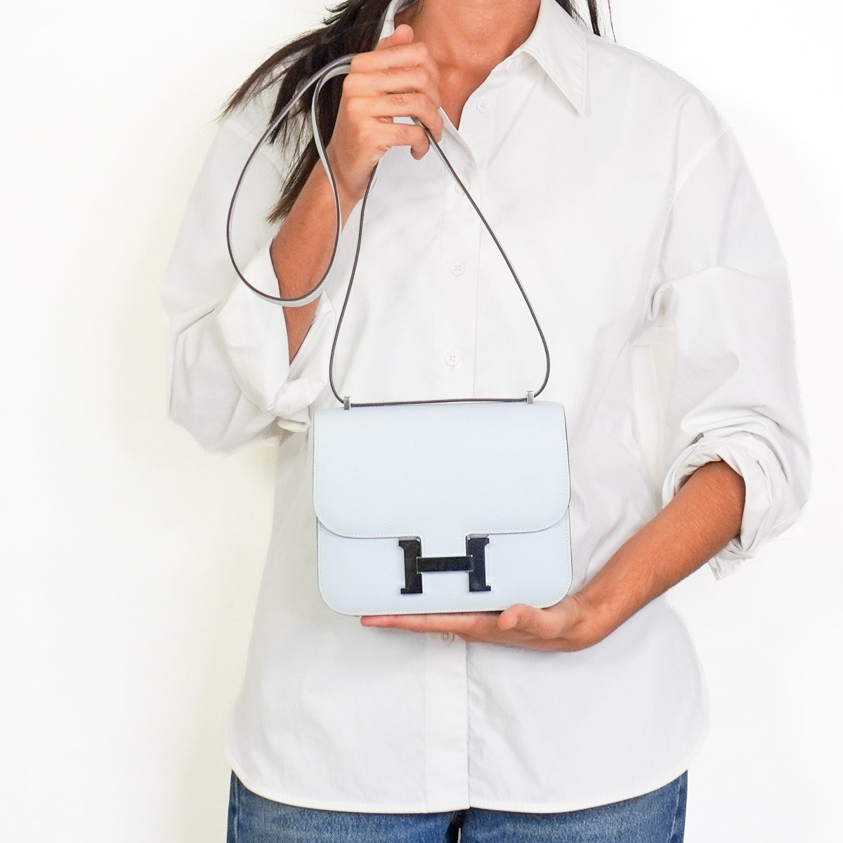 Hermès Constance 18 Bleu Brume Epsom Leather Palladium Hardware Bag – 2021 | Authentic Preloved