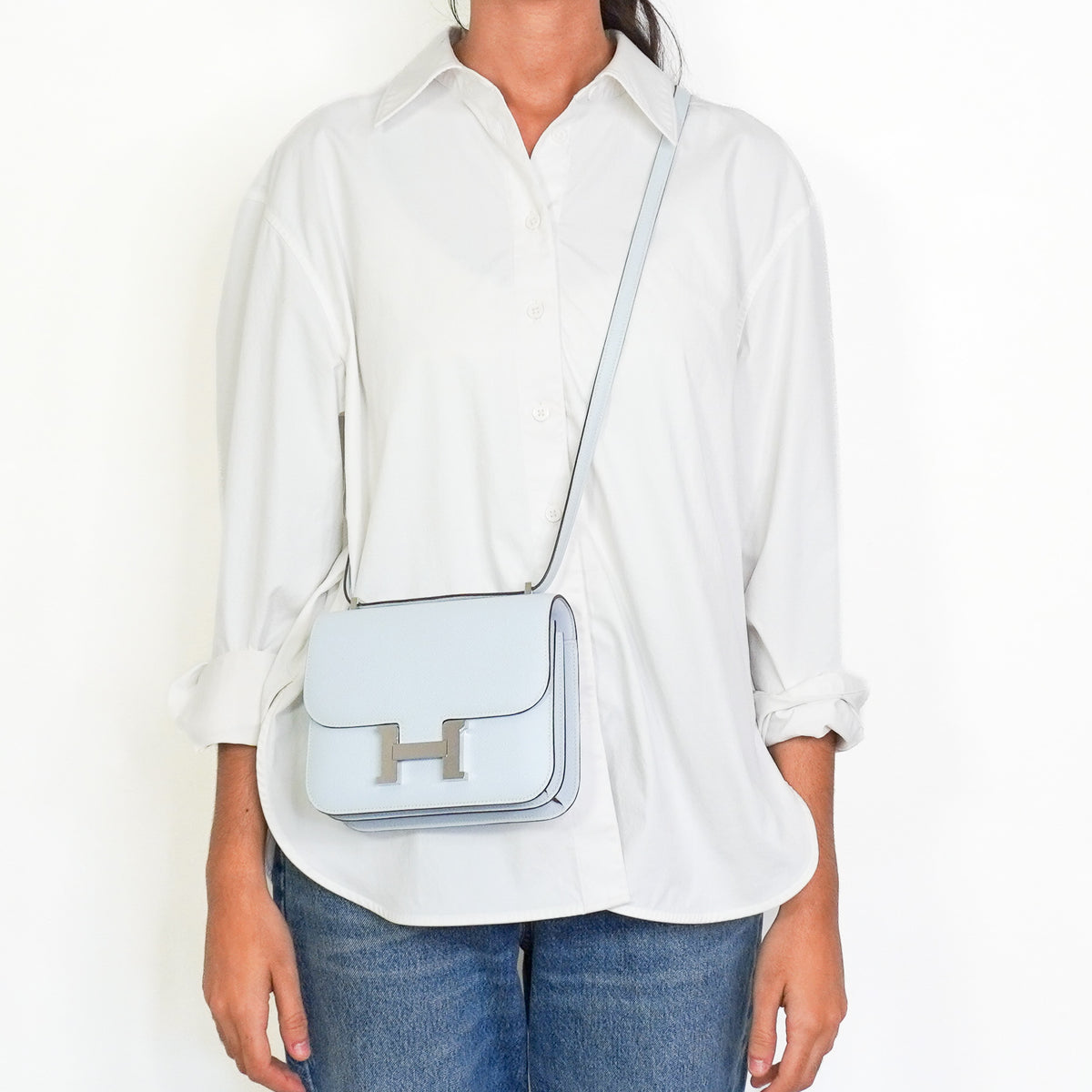 Hermès Constance 18 Bleu Brume Epsom Leather Palladium Hardware Bag – 2021 | Authentic Preloved