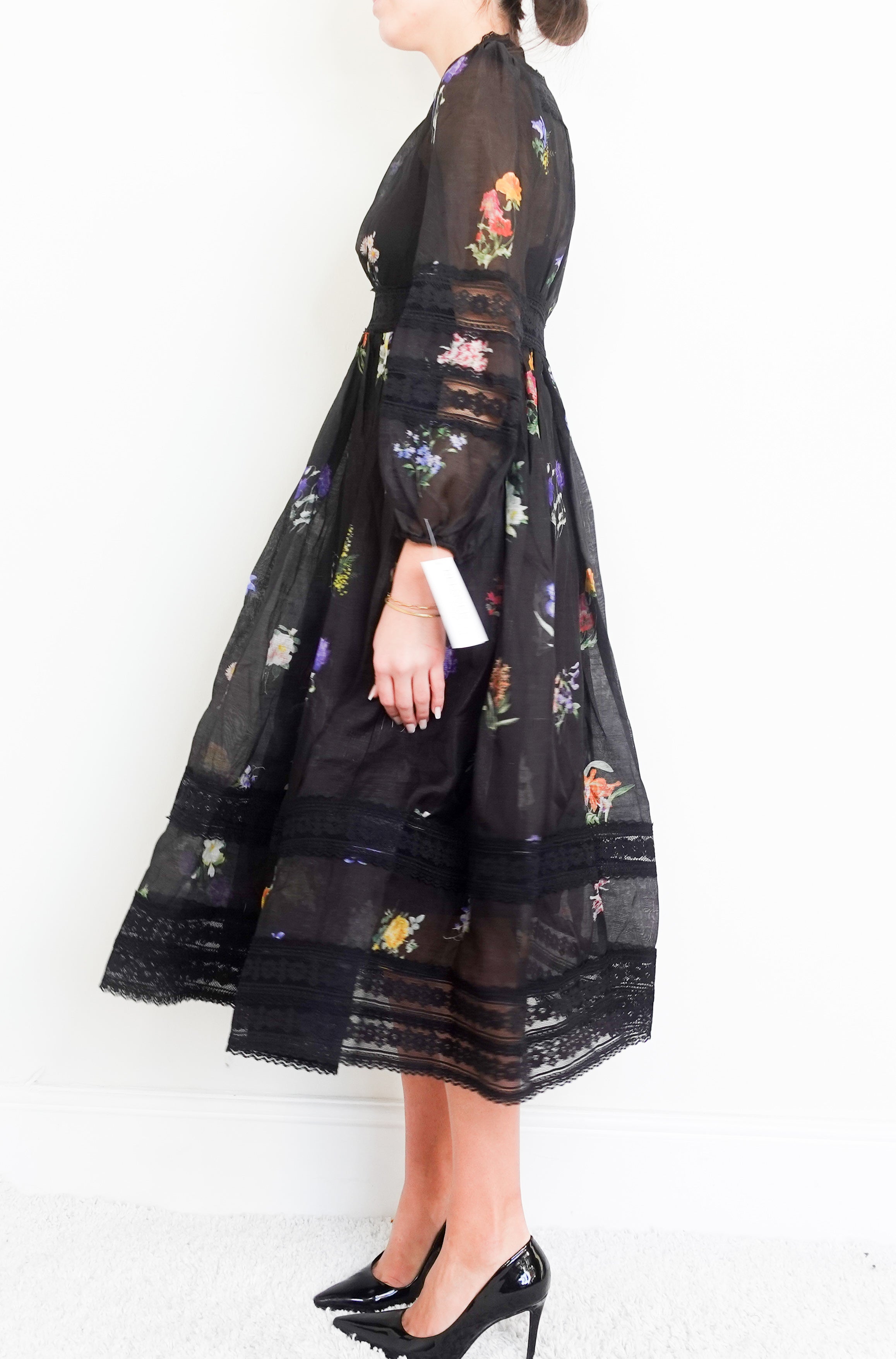 Black floral midi dress RRP £1K